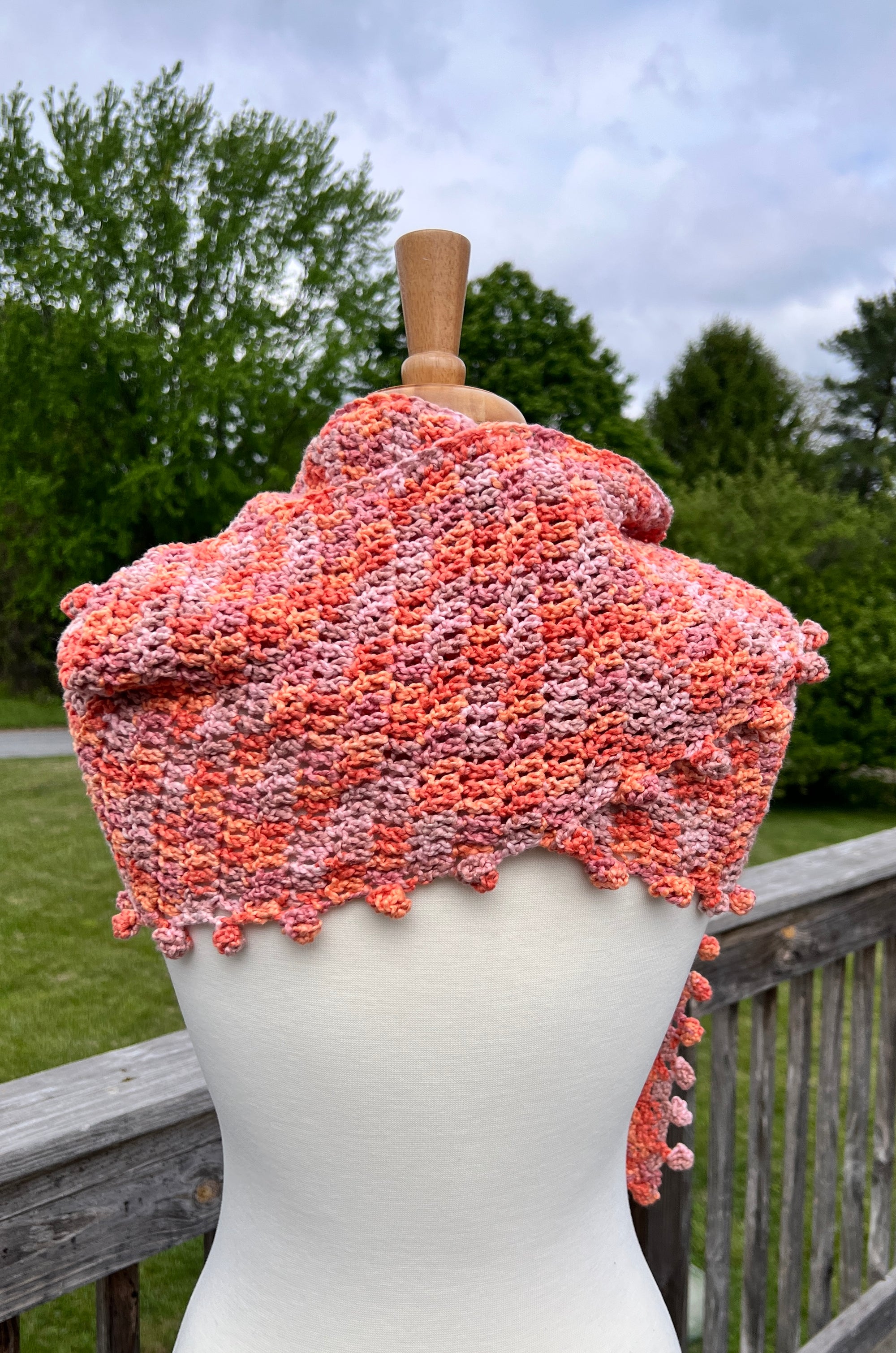 Summer Scarflette - Soft Pastels in greens, oranges and multi color