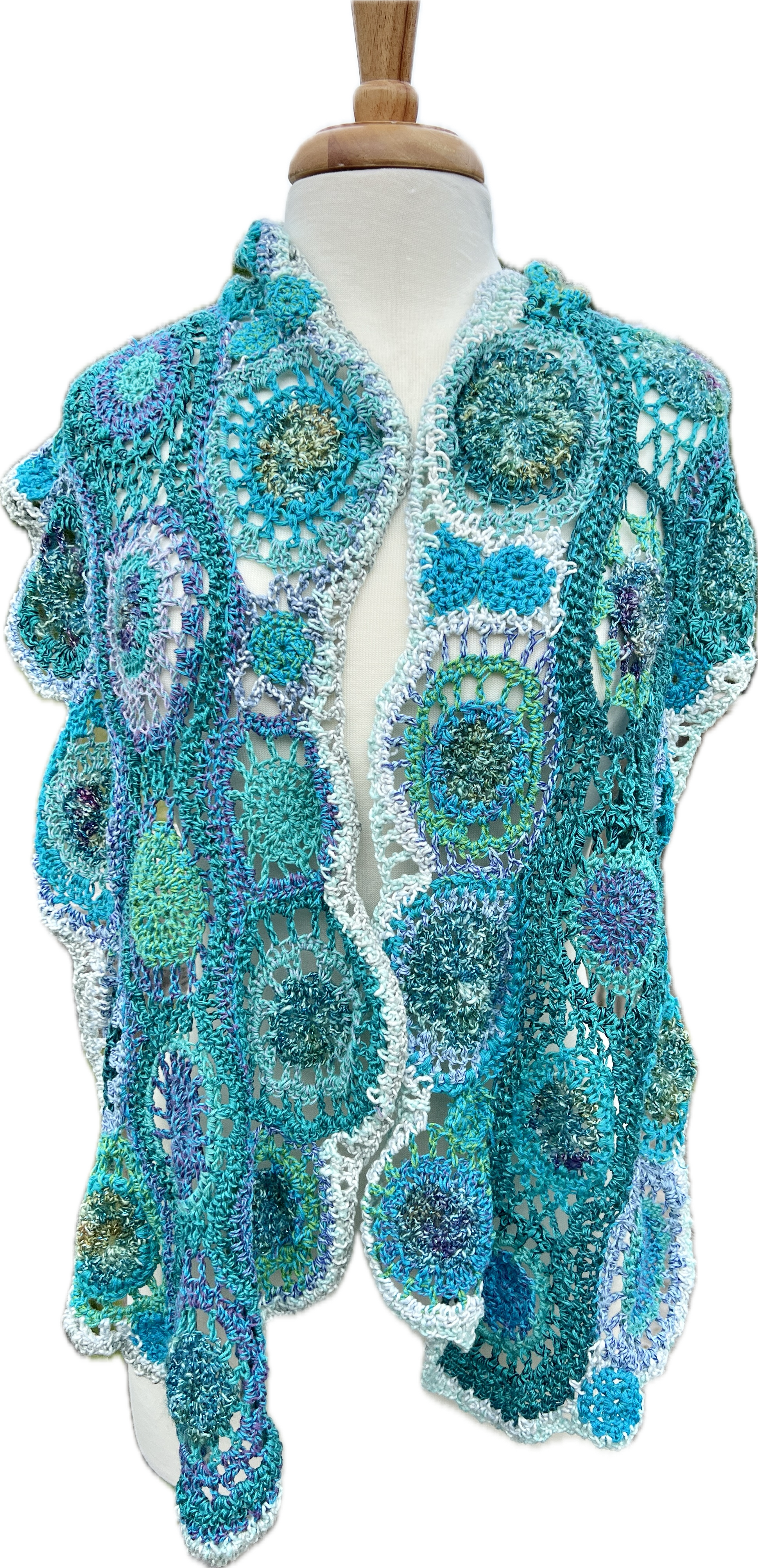 Summer Shawl Circle Mandalas in Blues