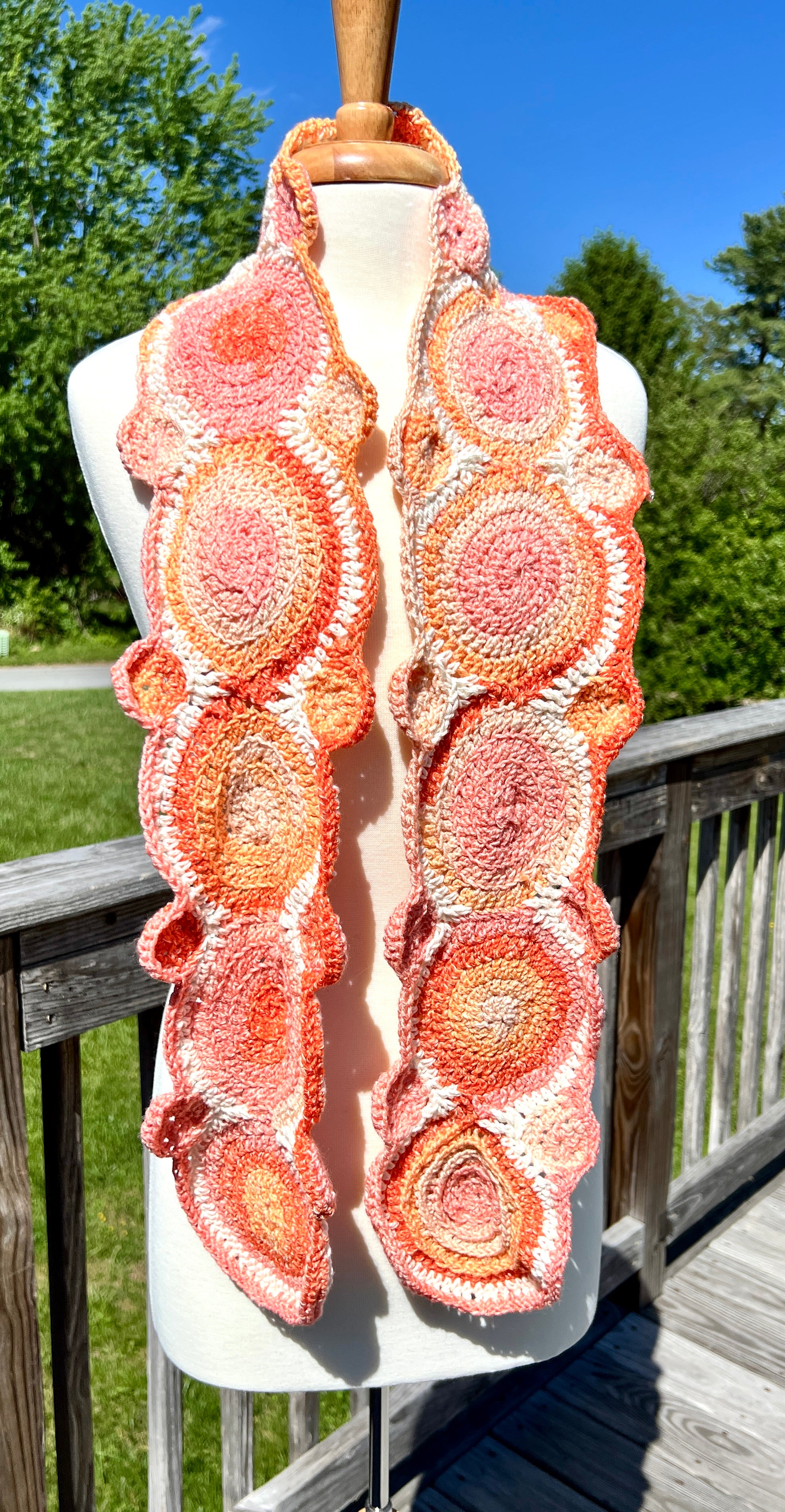 Summer Scarf - Ombre Circles in Pinks or Oranges