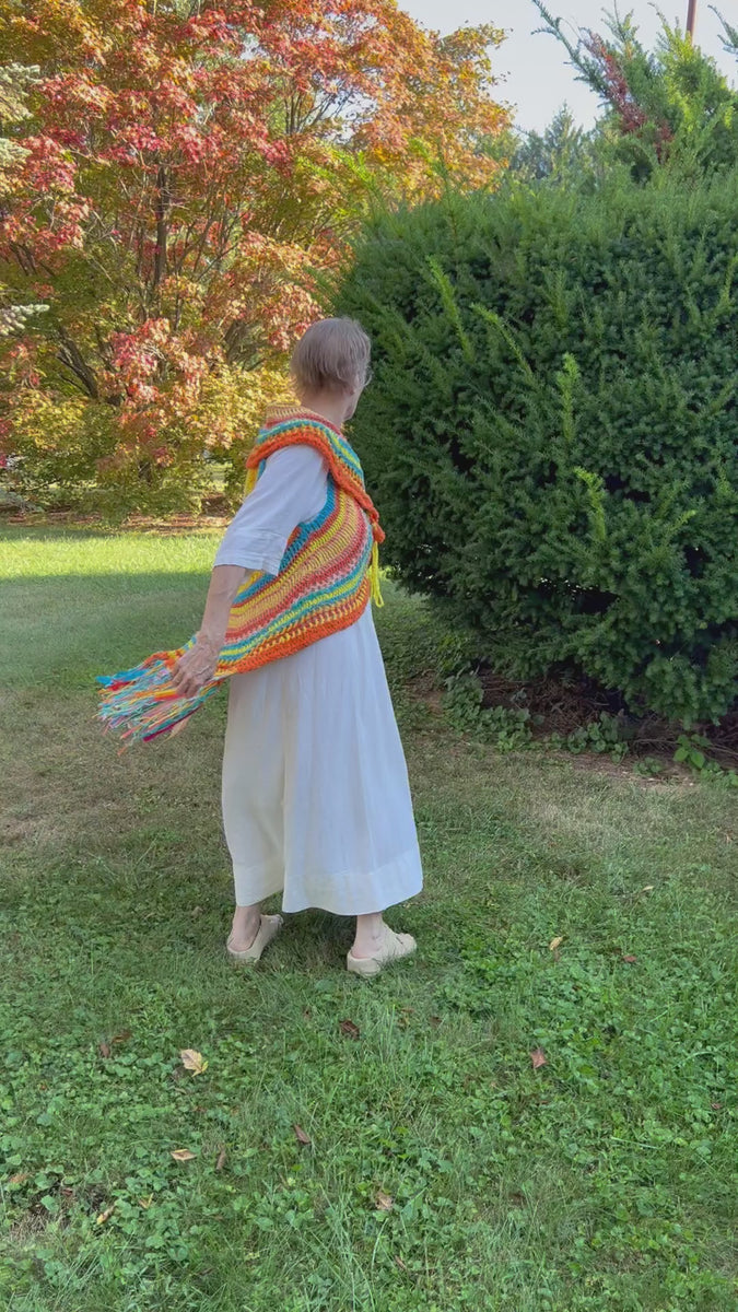 Fae fairy vest in orange and turquoise