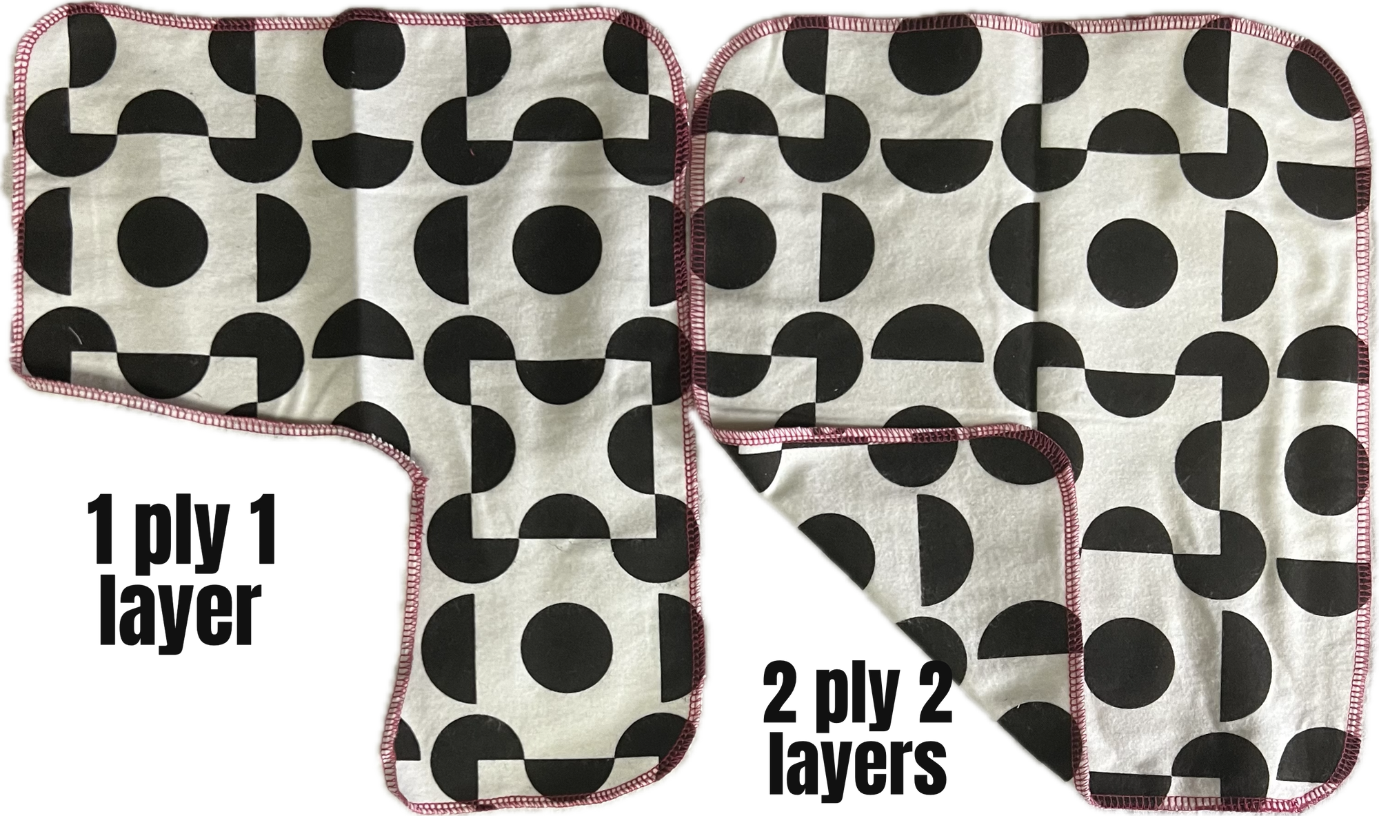 Non Paper Towels Large 10x12 Full size Sheets Set of 6  - Mod geometric Black and White