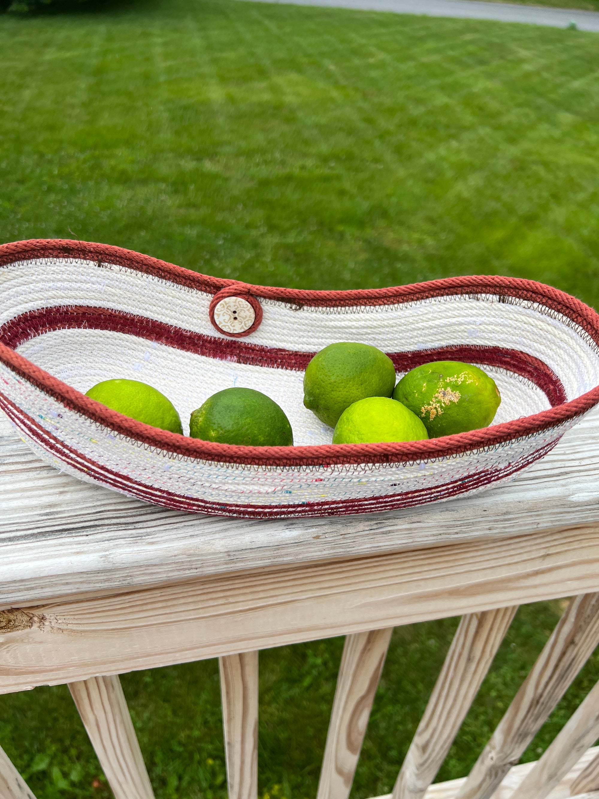 Coiled Rope Rounded Rectangle Basket Tweed and Rust