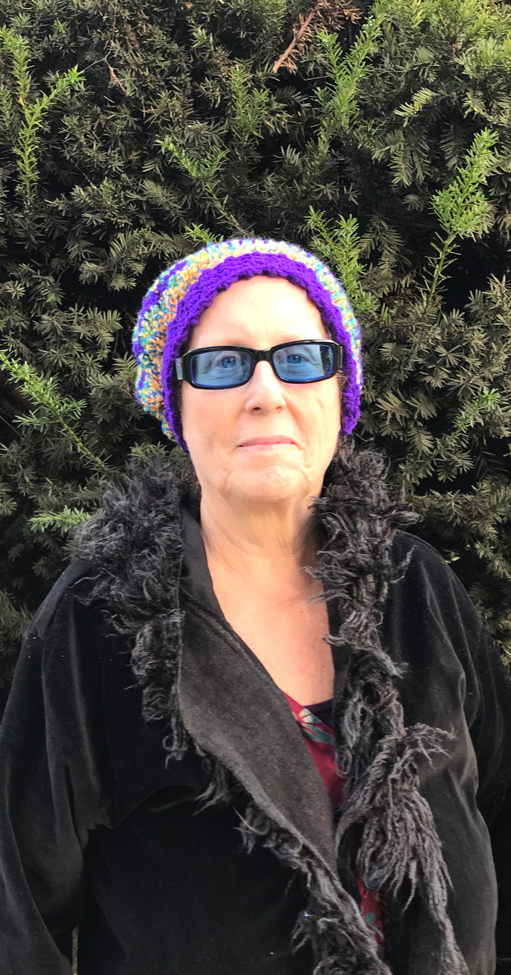 Beret Style Purple Green Tweed Hat