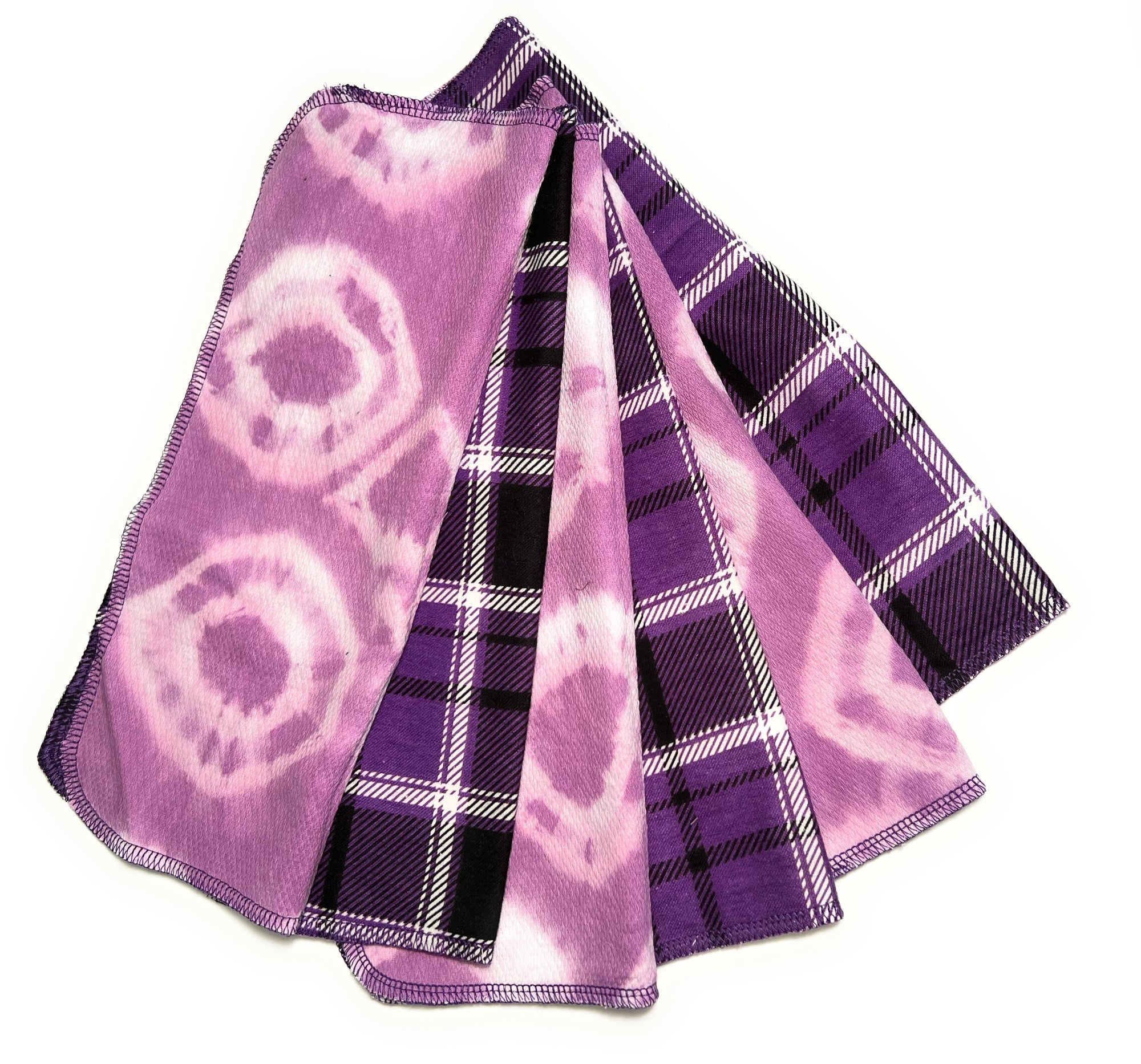 Premium Non Paper Towels Napkins with Hand Dyed Fabric and Purple Plaid 10" x 12"