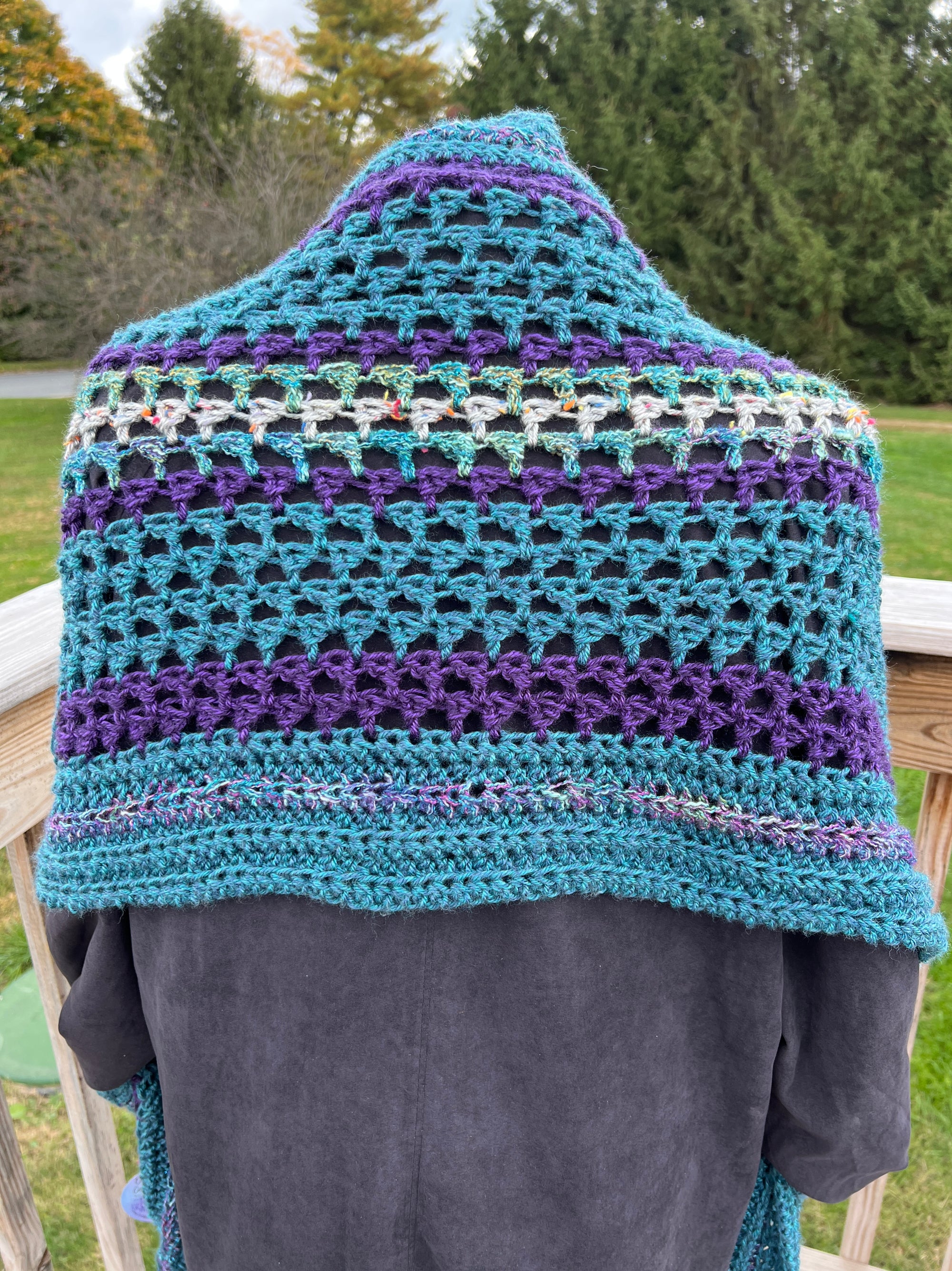 Pocket Shawl Heather Teal and Purple