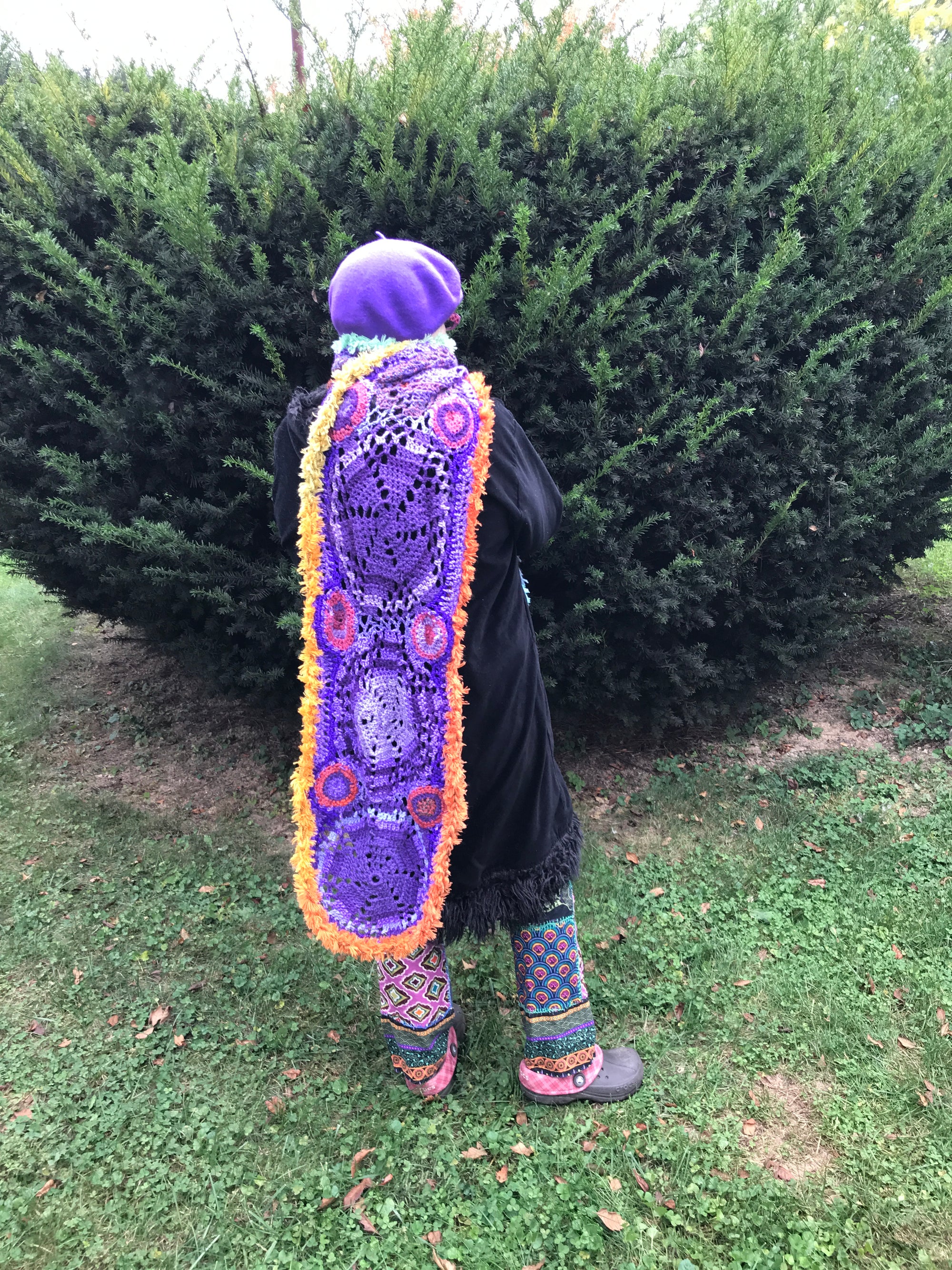 Scarf Long Purples with fun furry accent Long and Funky