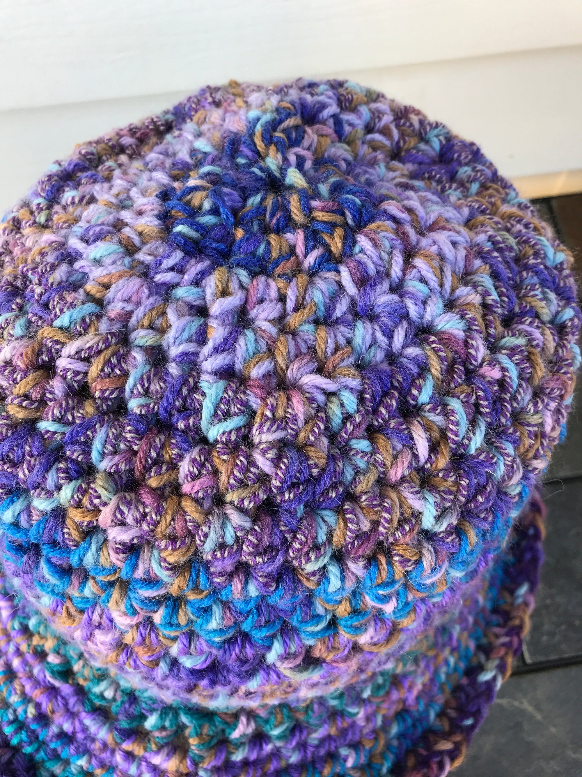 Fedora Style Hat  Muted Ombre Lilacs and Teals Large