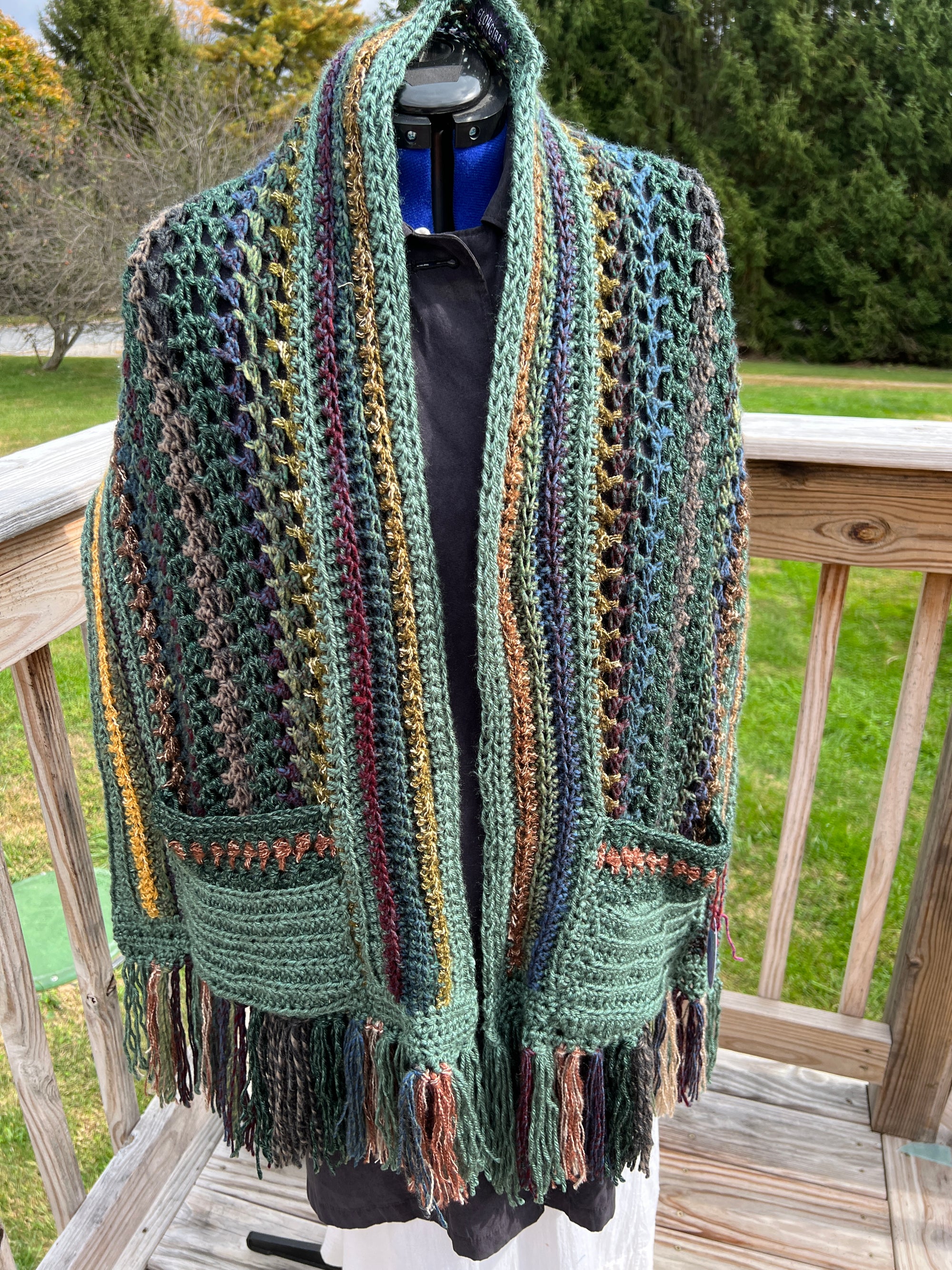 Pocket Shawl Greens and Browns Autumn