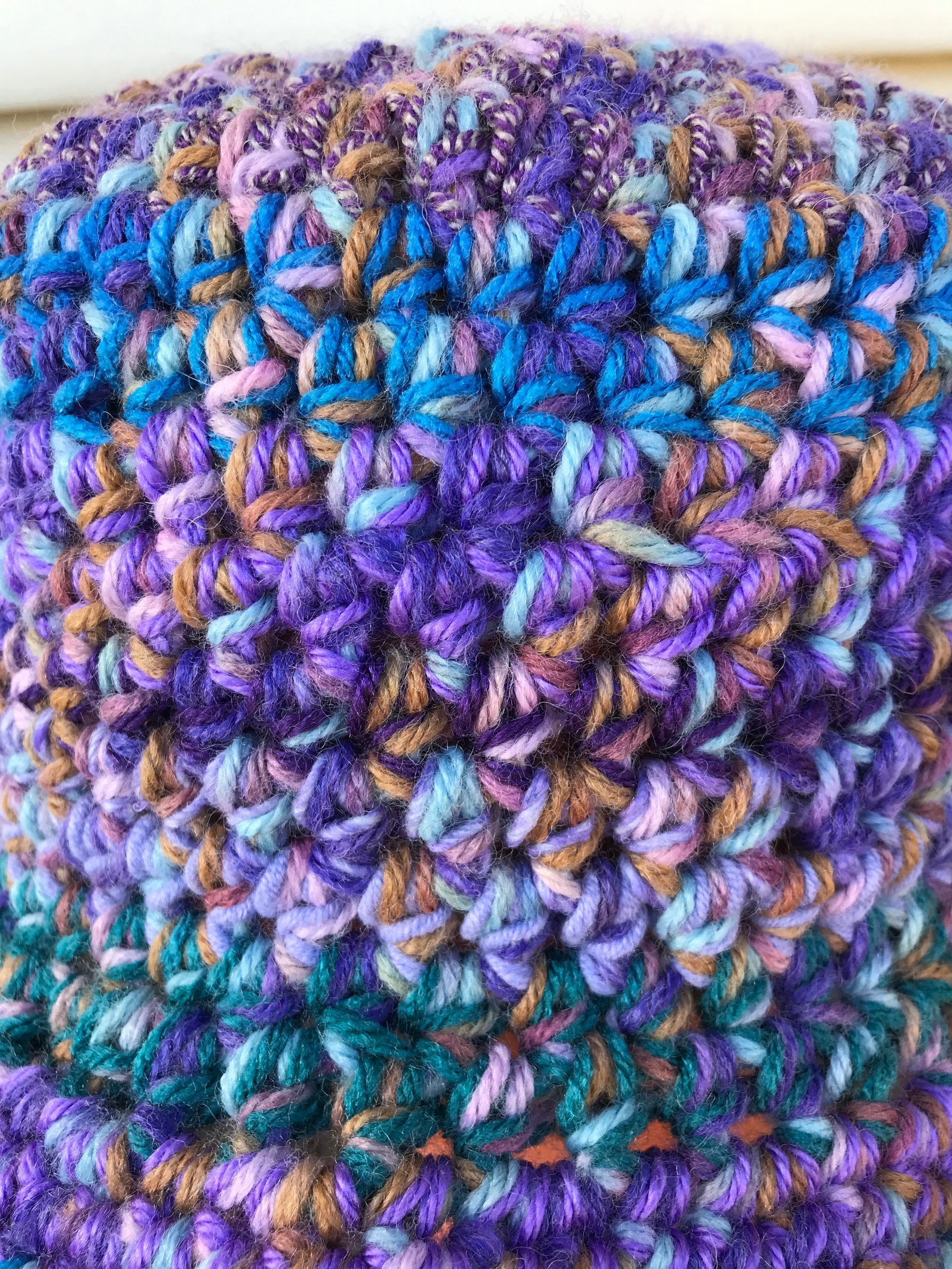 Fedora Style Hat  Muted Ombre Lilacs and Teals Large