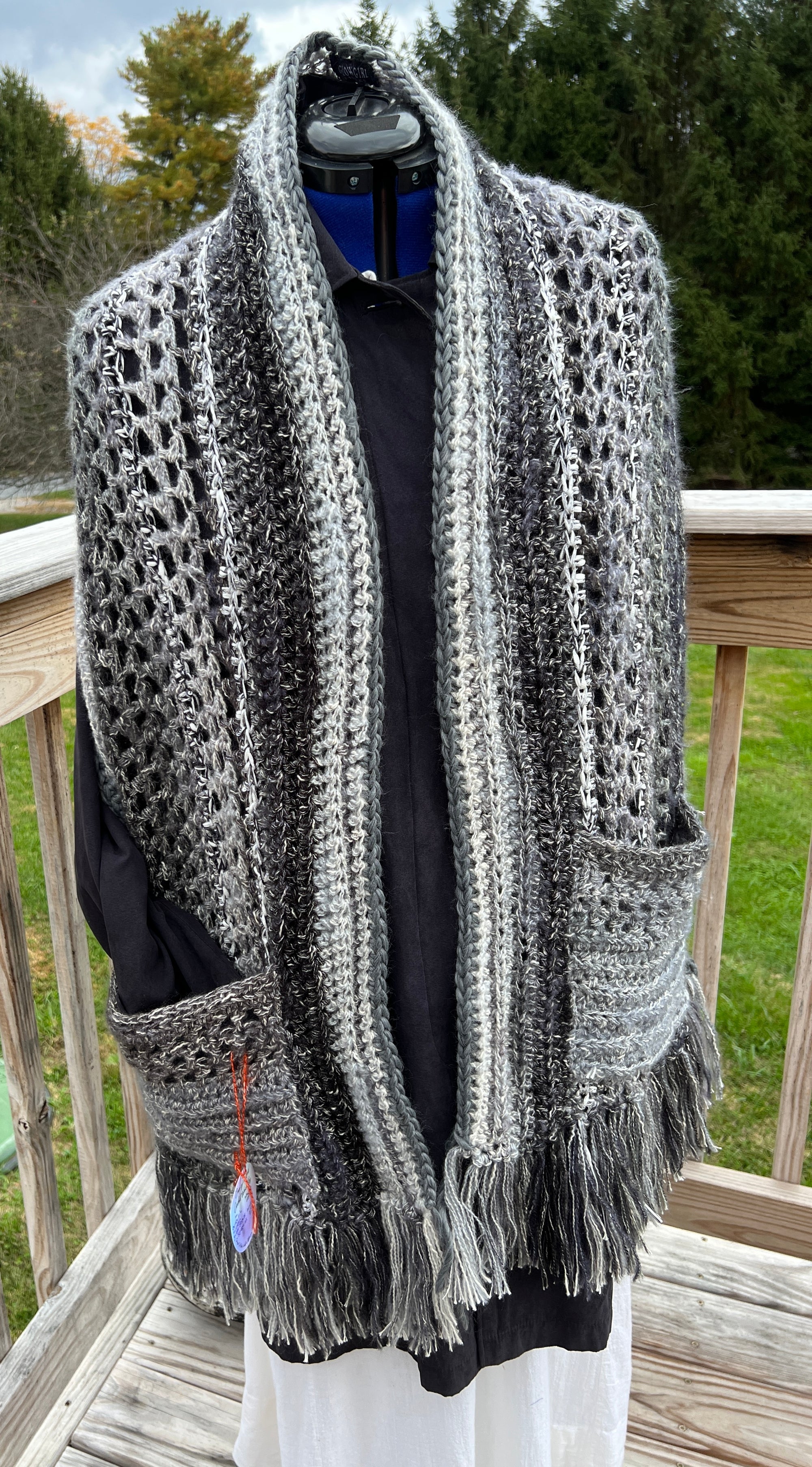 Pocket Shawl Gray and Silver Sparkle