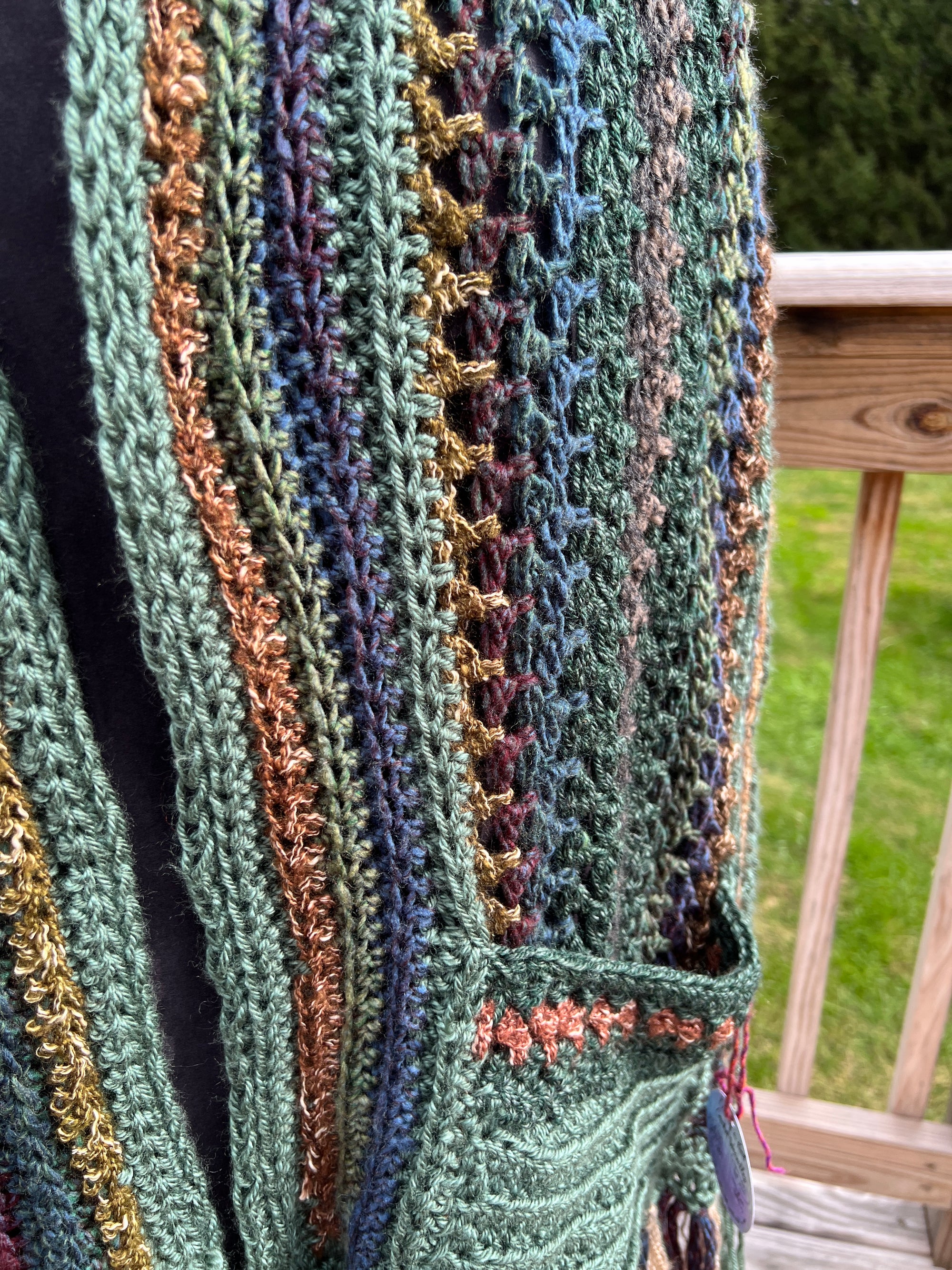 Pocket Shawl Greens and Browns Autumn