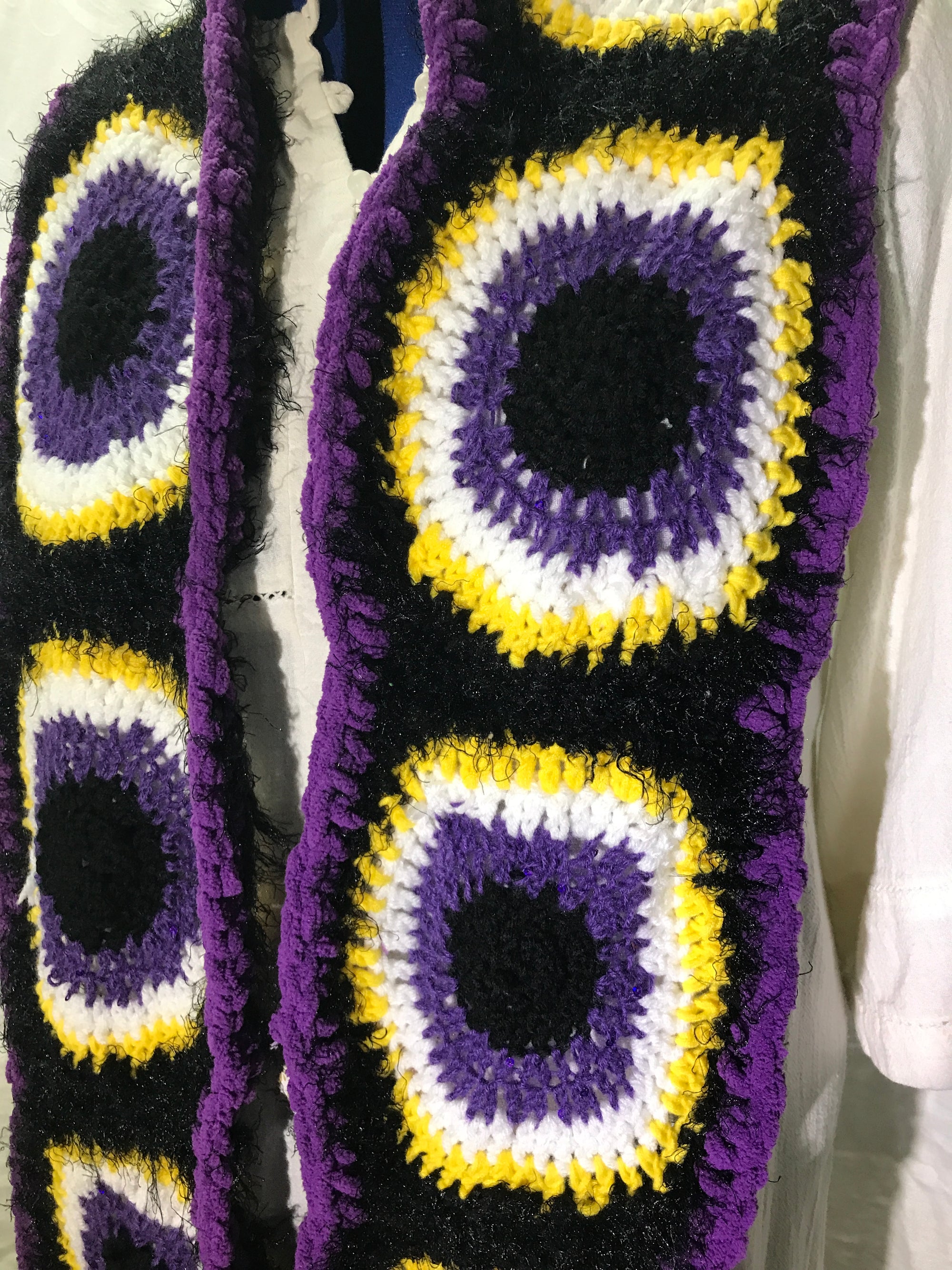 Scarf - Non-Binary Pride - Purple, Black White and Yellow LGBTQ