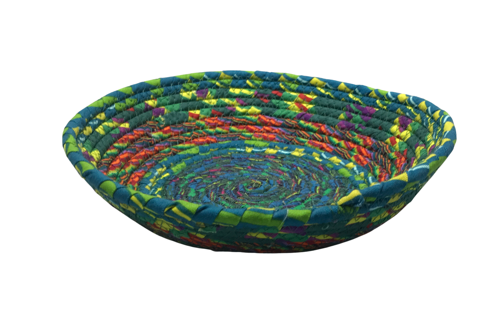 Fabric Coil Wrapped Bowl Green and Orange
