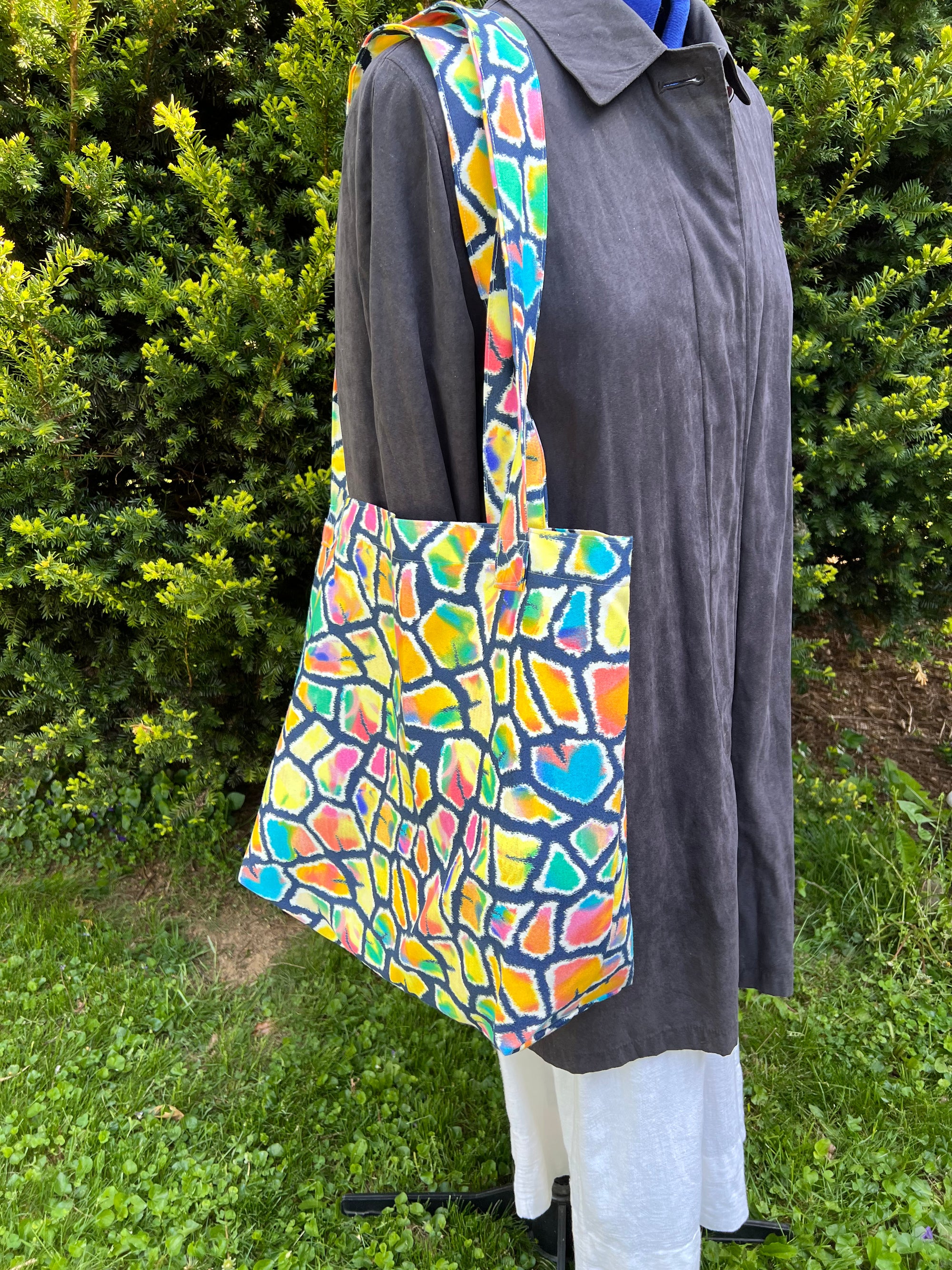 Carry all Grocery Market Tote Bag Waterproof Rainbow Animal Print