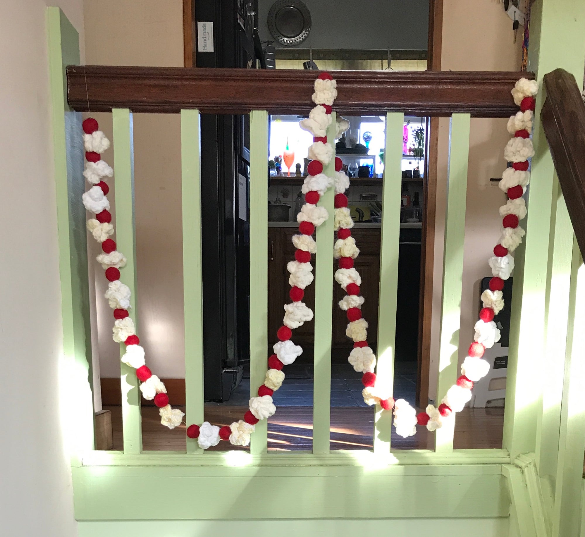 Popcorn and Cranberry Garland - Crochet and Felted