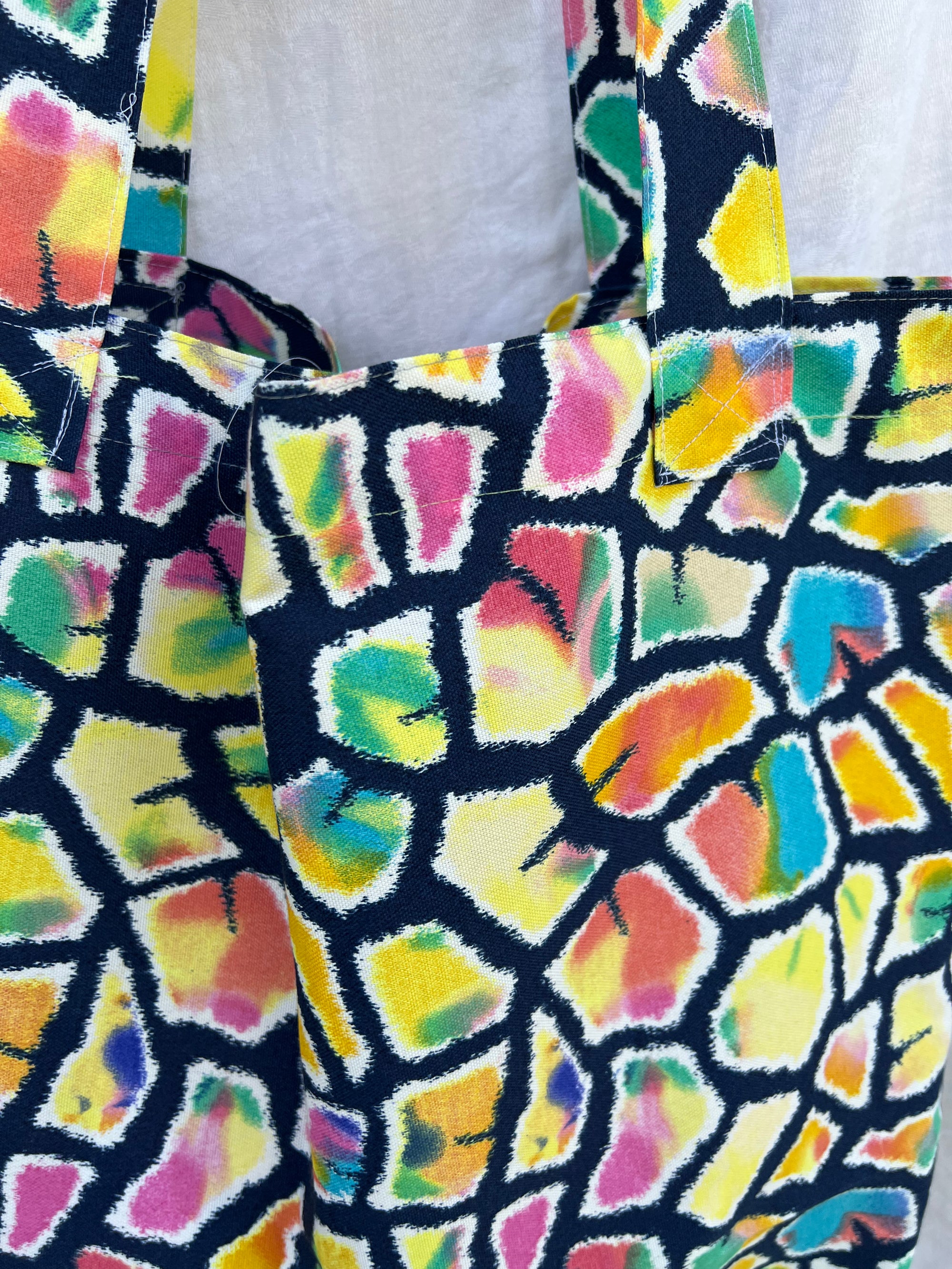 Carry all Grocery Market Tote Bag Waterproof Rainbow Animal Print