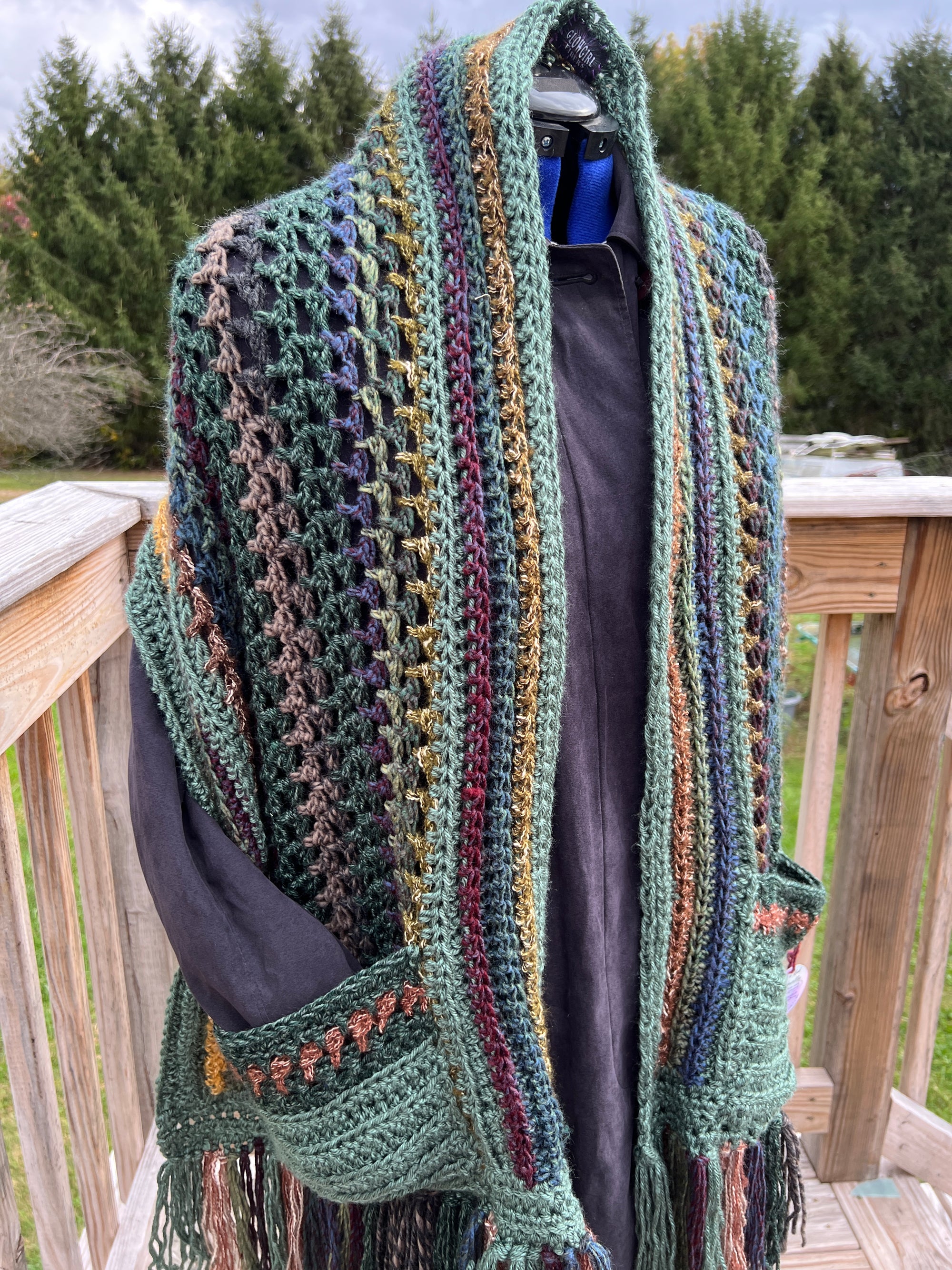 Pocket Shawl Greens and Browns Autumn