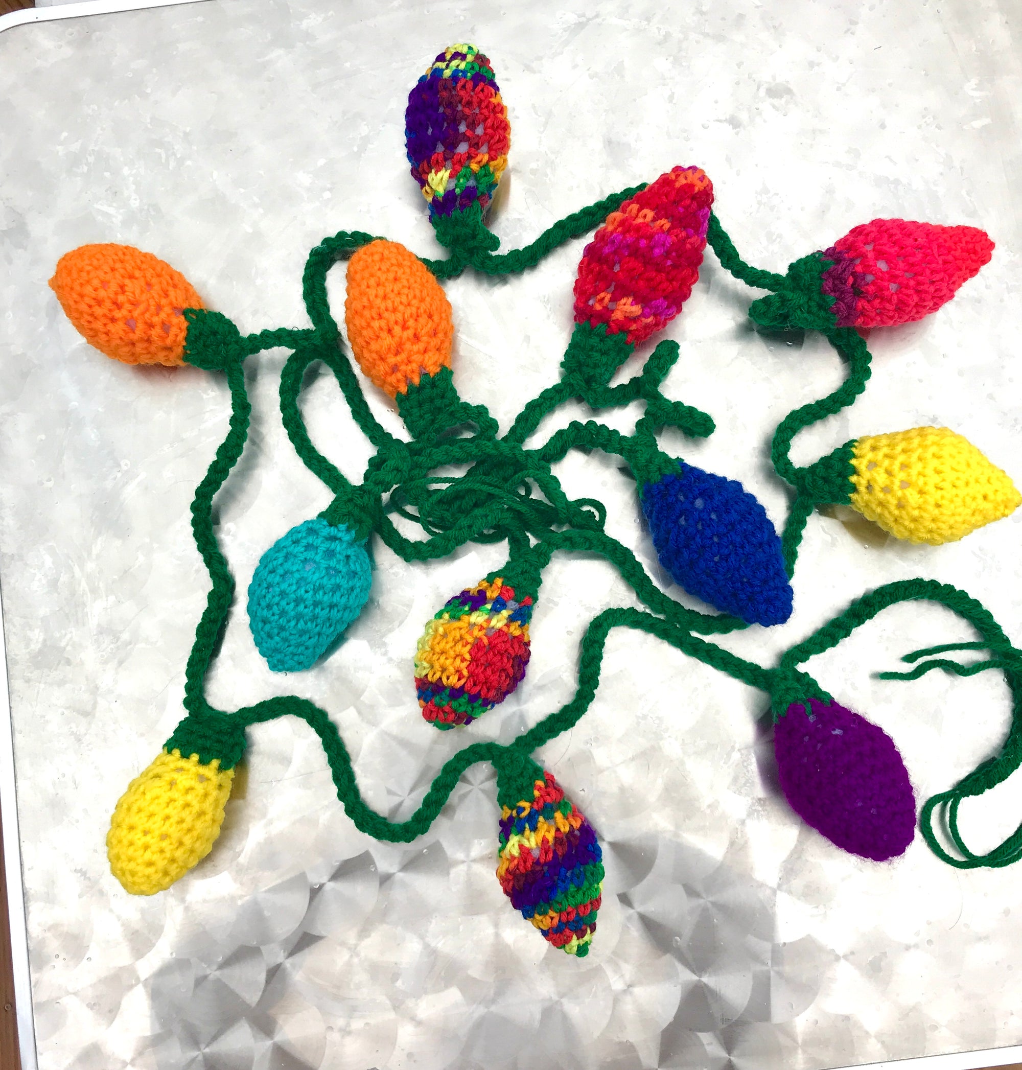Crochet Holiday Lights Garland
