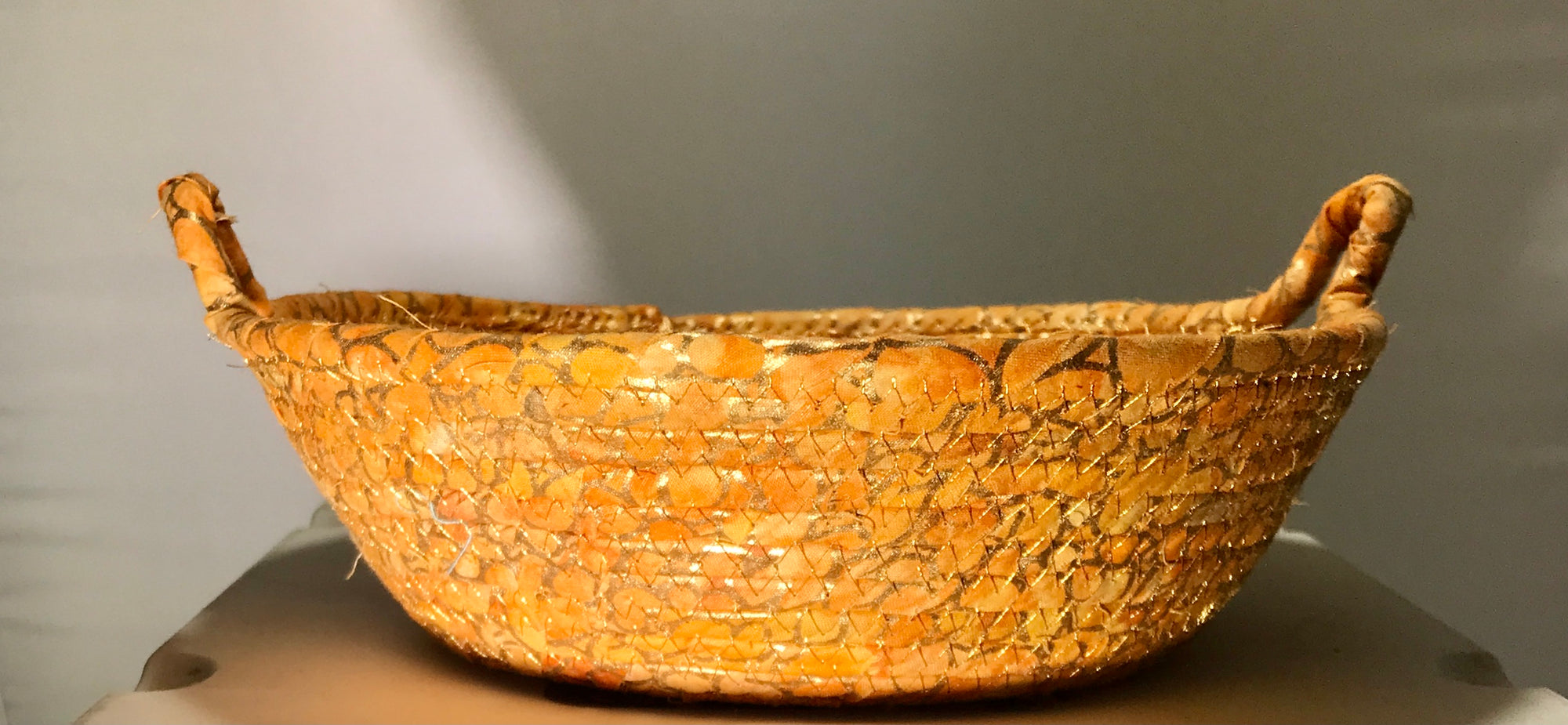 Wrapped Coiled Bowl Metallic Orange and Gold