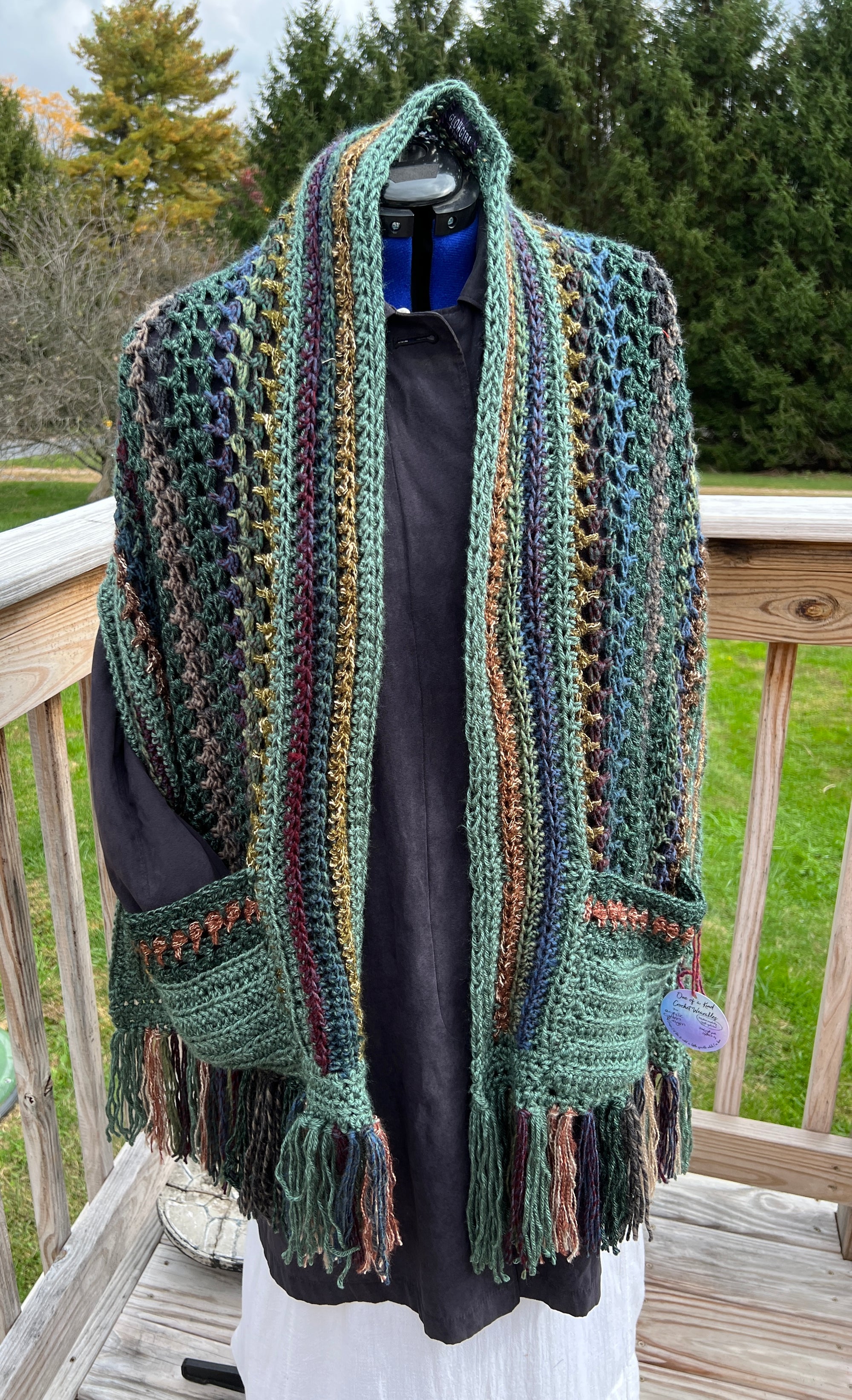 Pocket Shawl Greens and Browns Autumn
