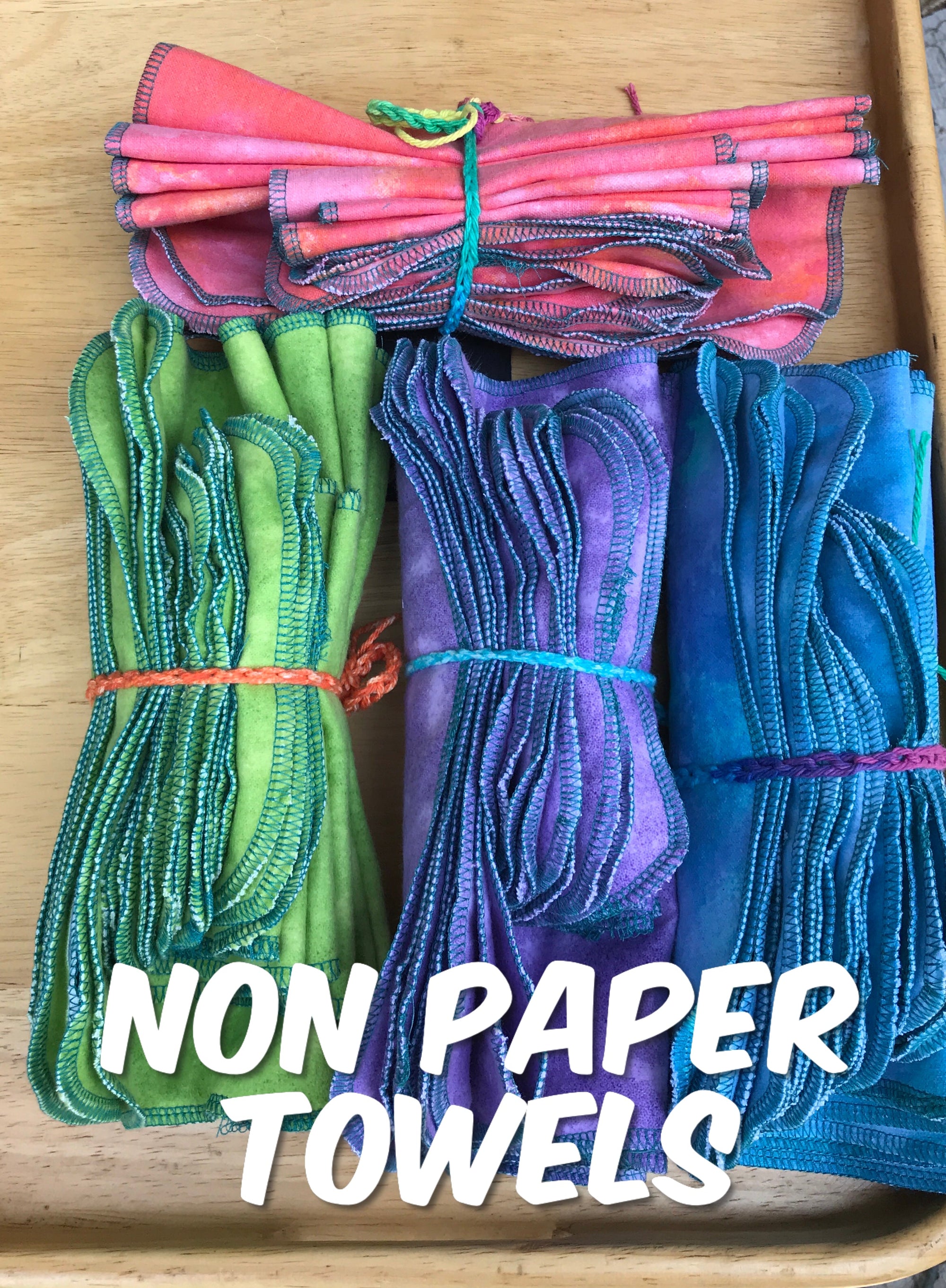 Non Paper Towels Napkins Rainbow Bright   Large 10" x 12"  in a 6 pack