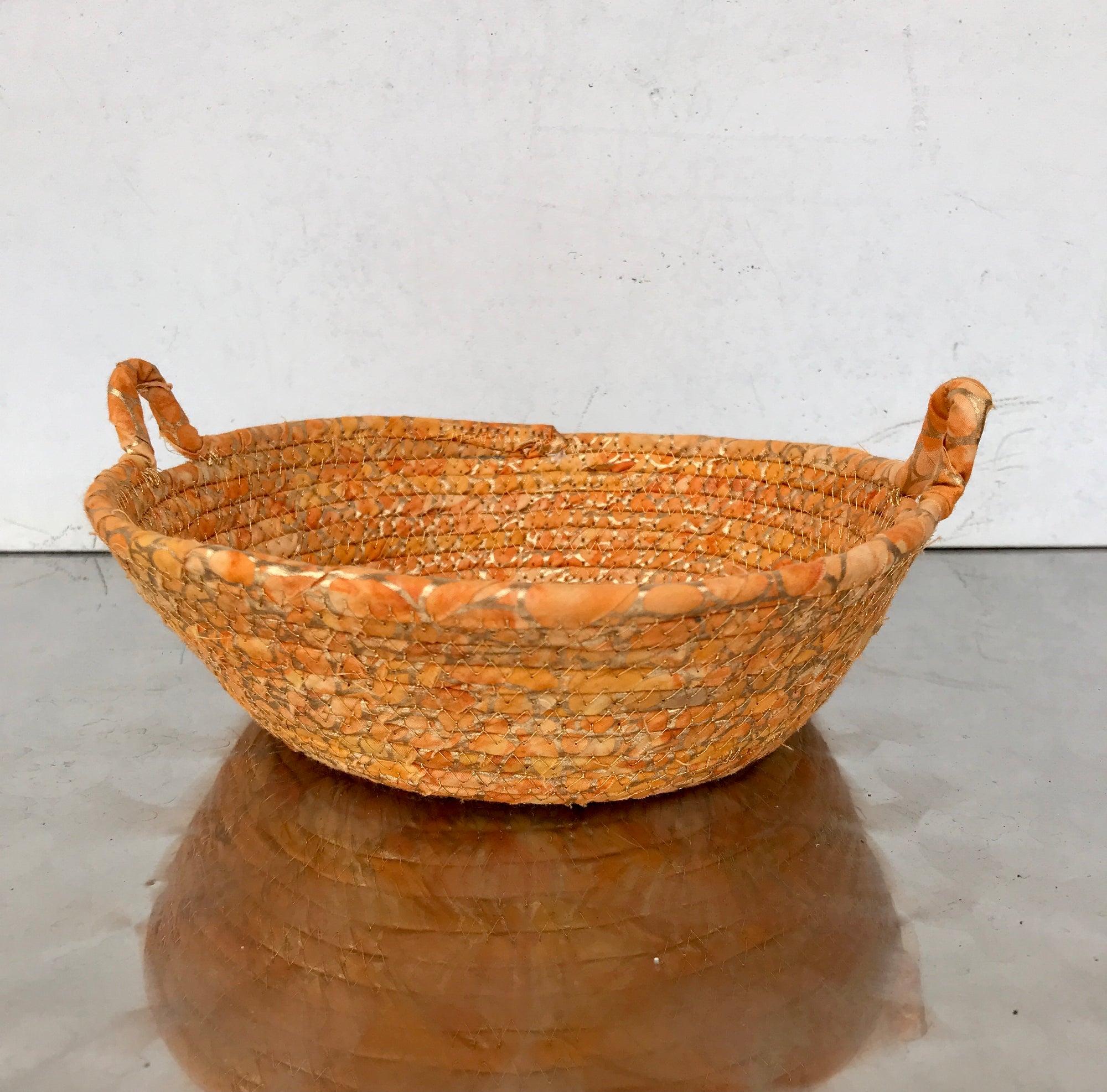 Wrapped Coiled Bowl Metallic Orange and Gold