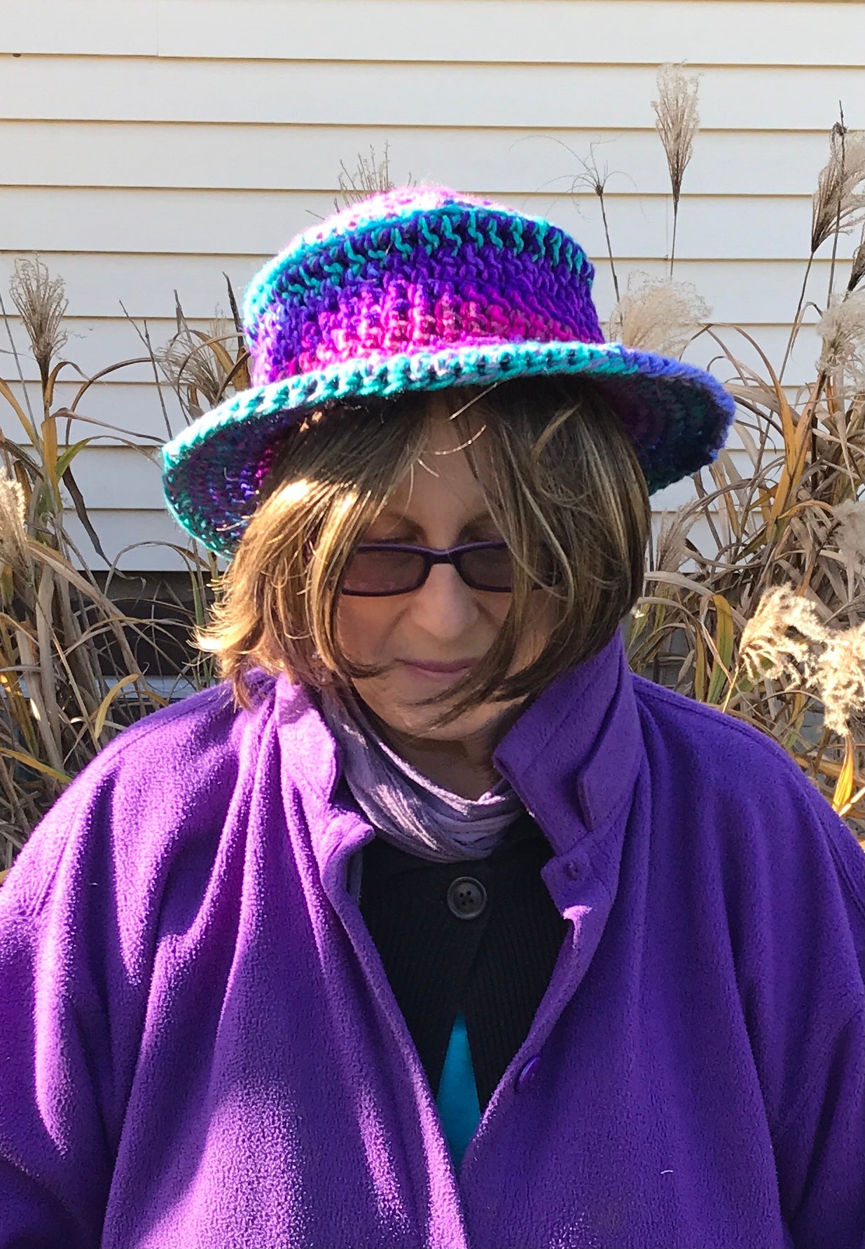 Fedora Style Hat - Ombre Purples, Green, Pink, Blue