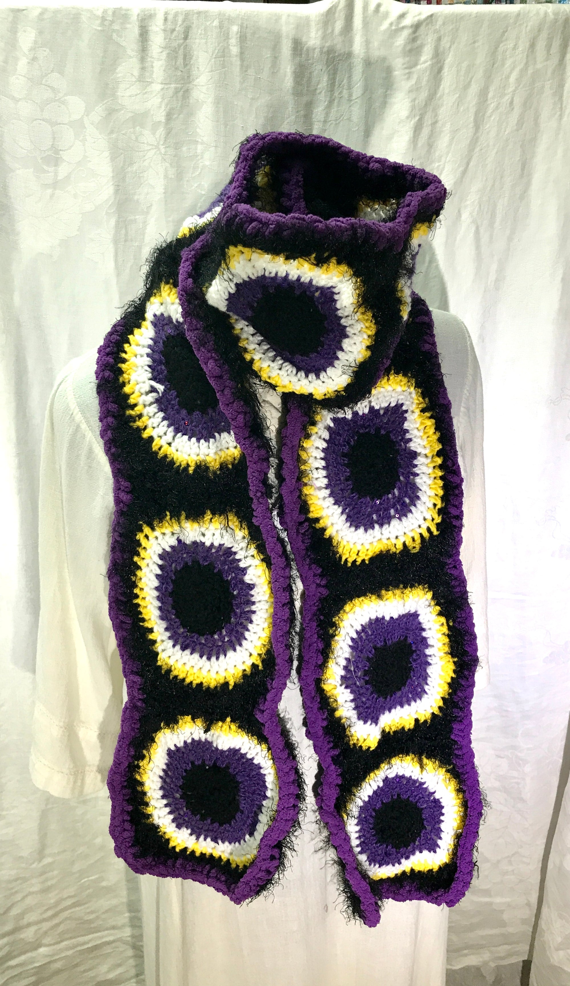 Scarf - Non-Binary Pride - Purple, Black White and Yellow LGBTQ