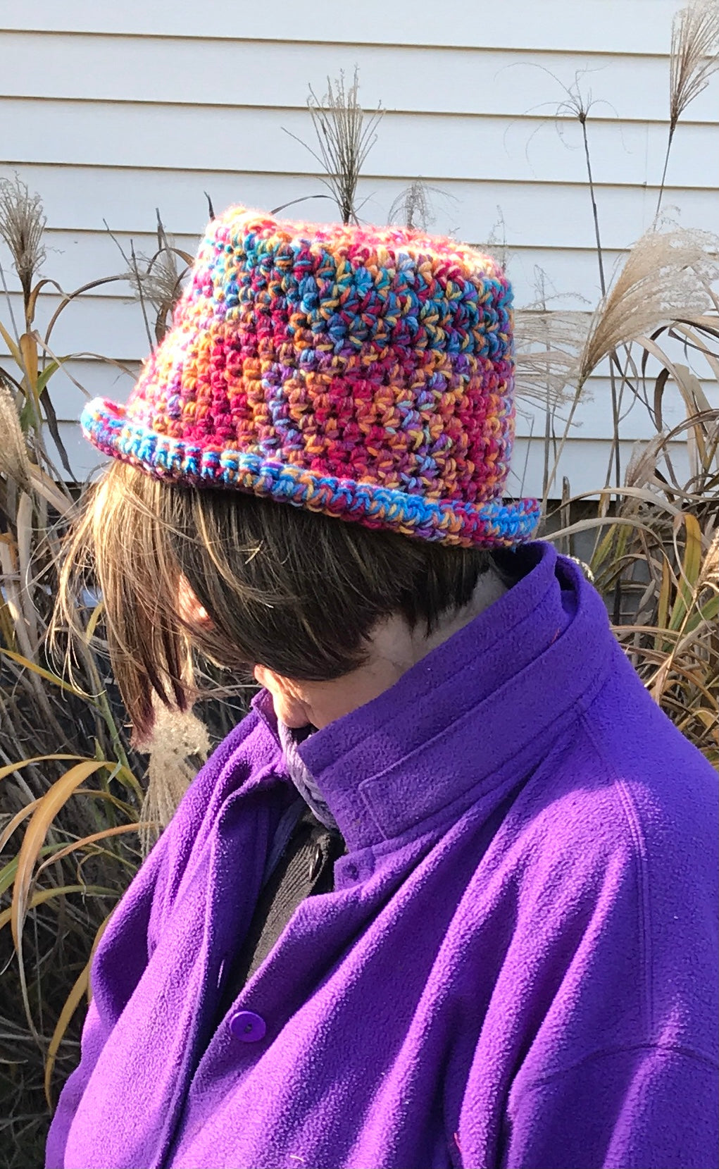 Fedora Style Hat in Orange, Turquoise, Yellow and Rust
