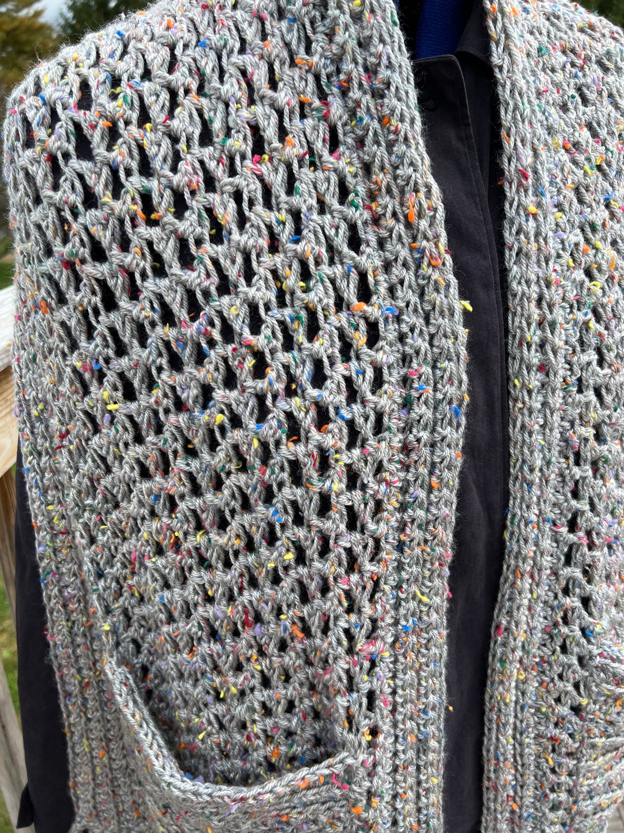 Pocket Shawl Gray Tweed