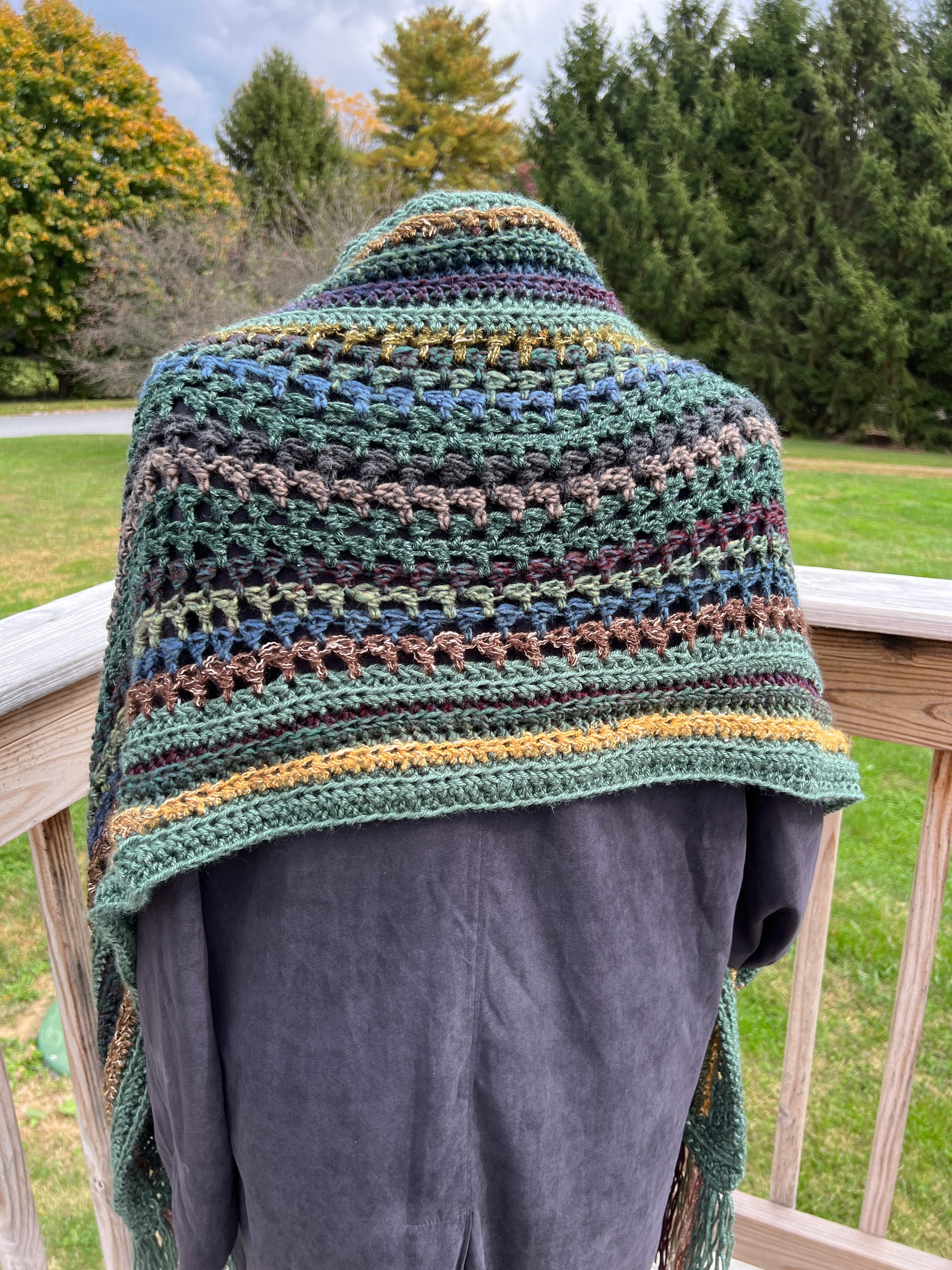 Pocket Shawl Greens and Browns Autumn