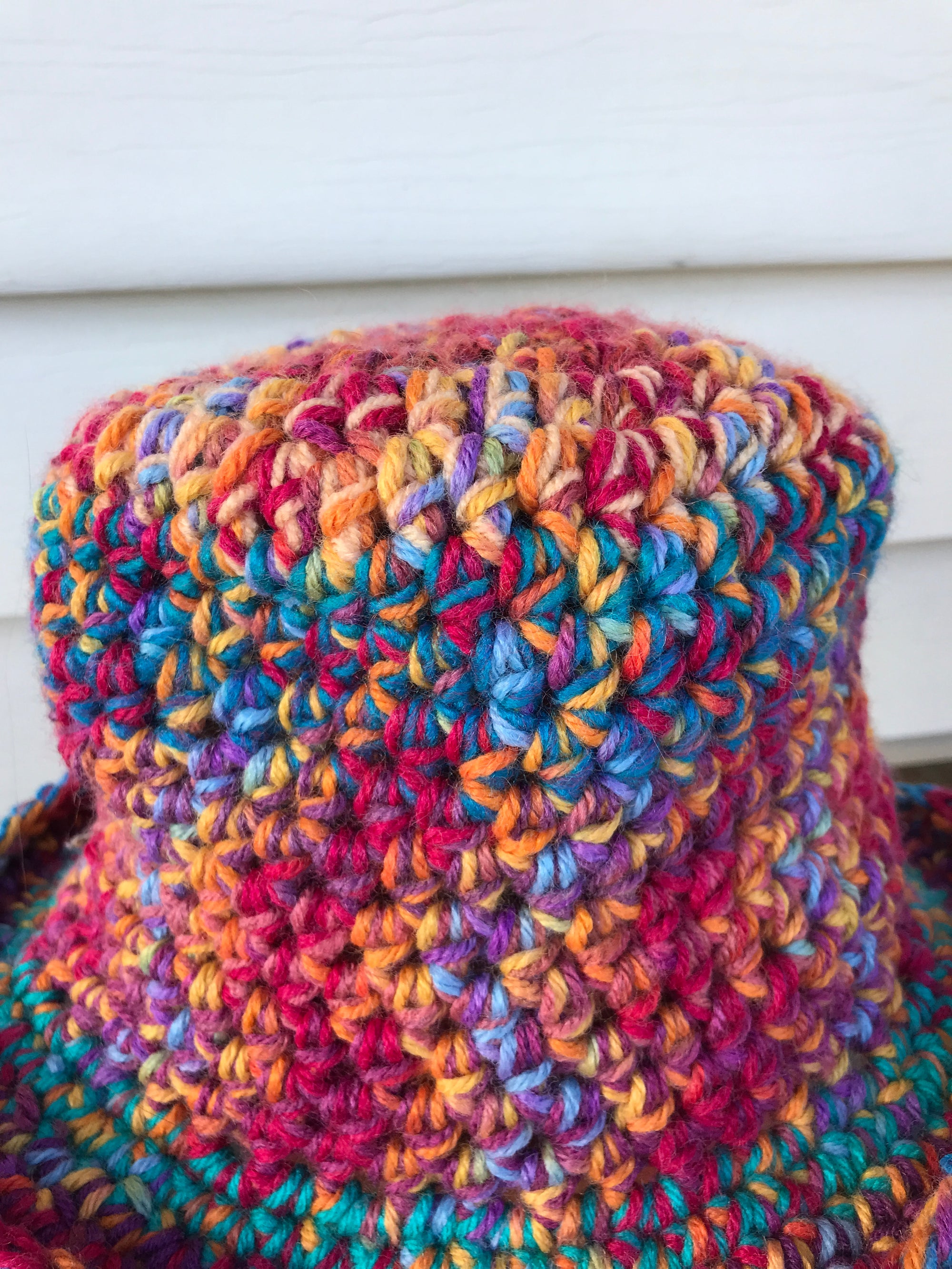 Fedora Style Hat in Orange, Turquoise, Yellow and Rust