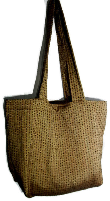 Market Tote Bag Tan Textured Upholstery Fabric