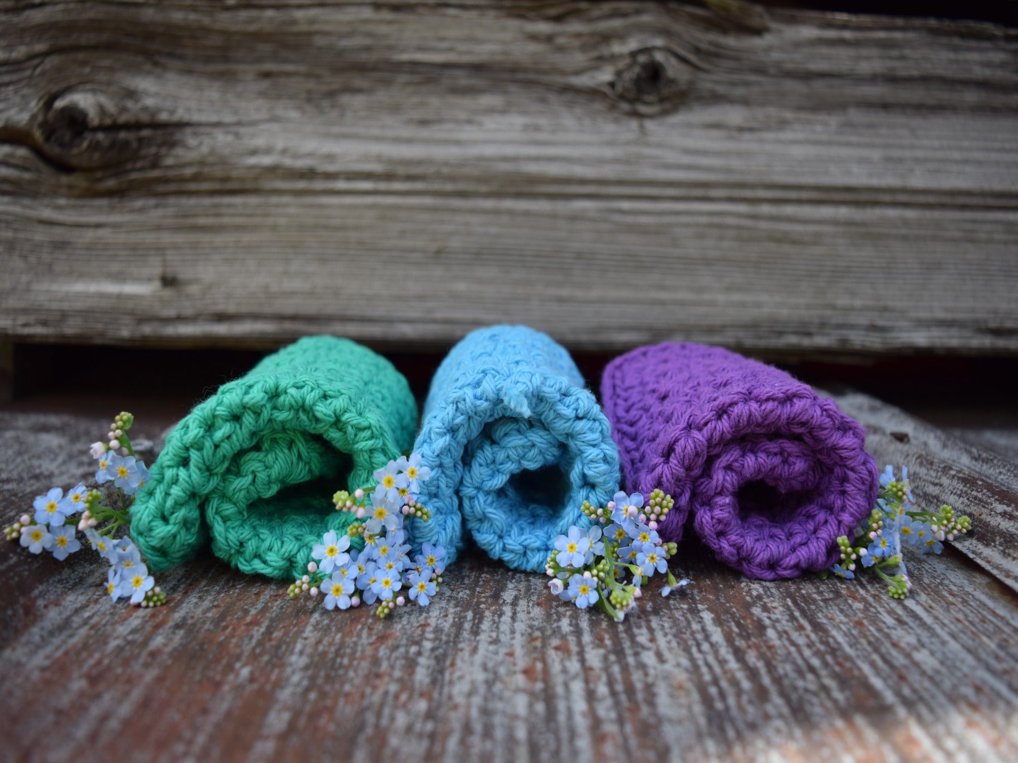 Set of 3 or 7 Rainbow Crochet Wash Cloth, Dish Cloth Set