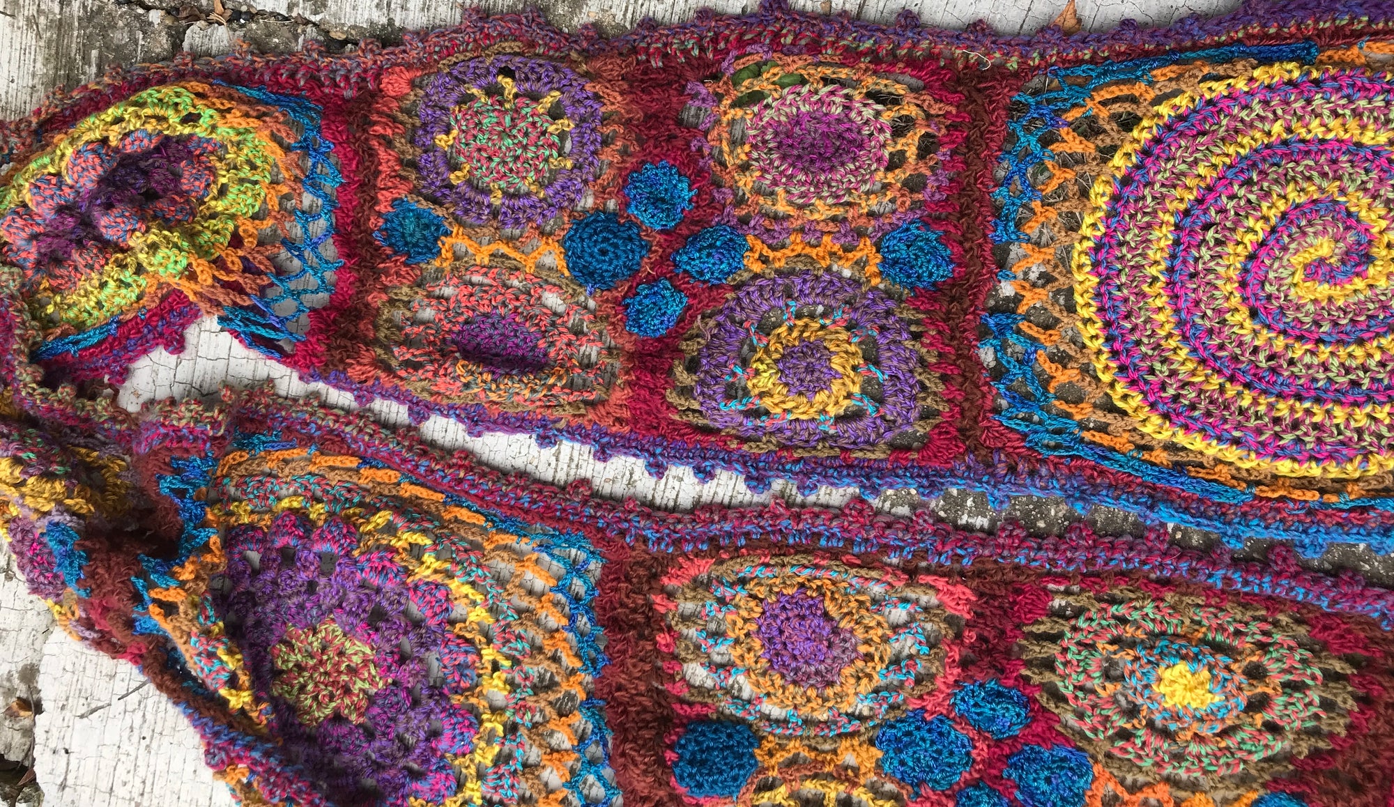 Long Crochet Scarf Tweedy Fall Tones