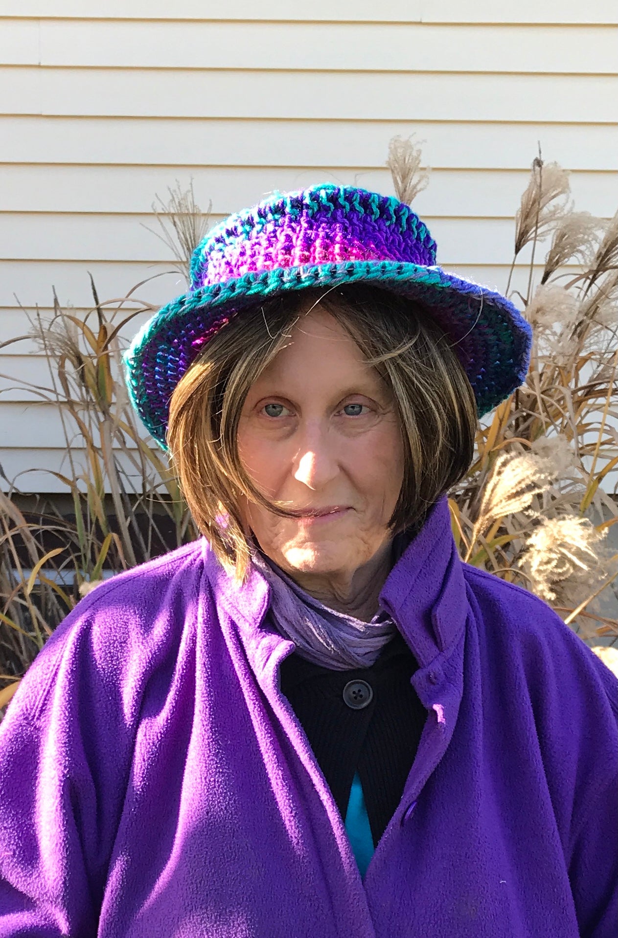 Fedora Style Hat - Ombre Purples, Green, Pink, Blue