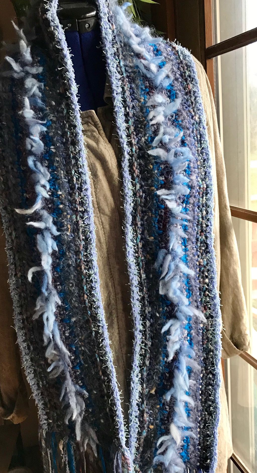 Crocheted Scarf Blues Art Yarn