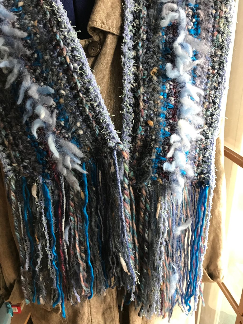 Crocheted Scarf Blues Art Yarn