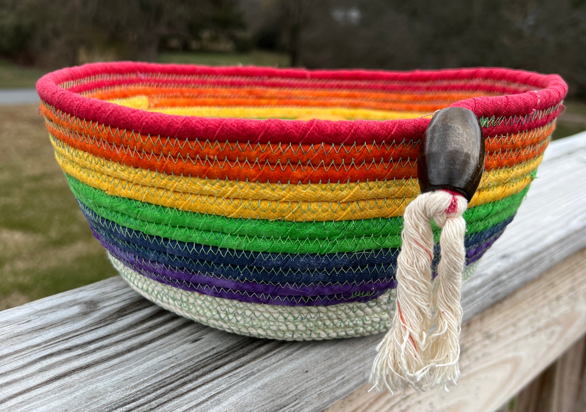 Coiled Rope Bowl - Large Fruit Bowl Size Eat the Rainbow