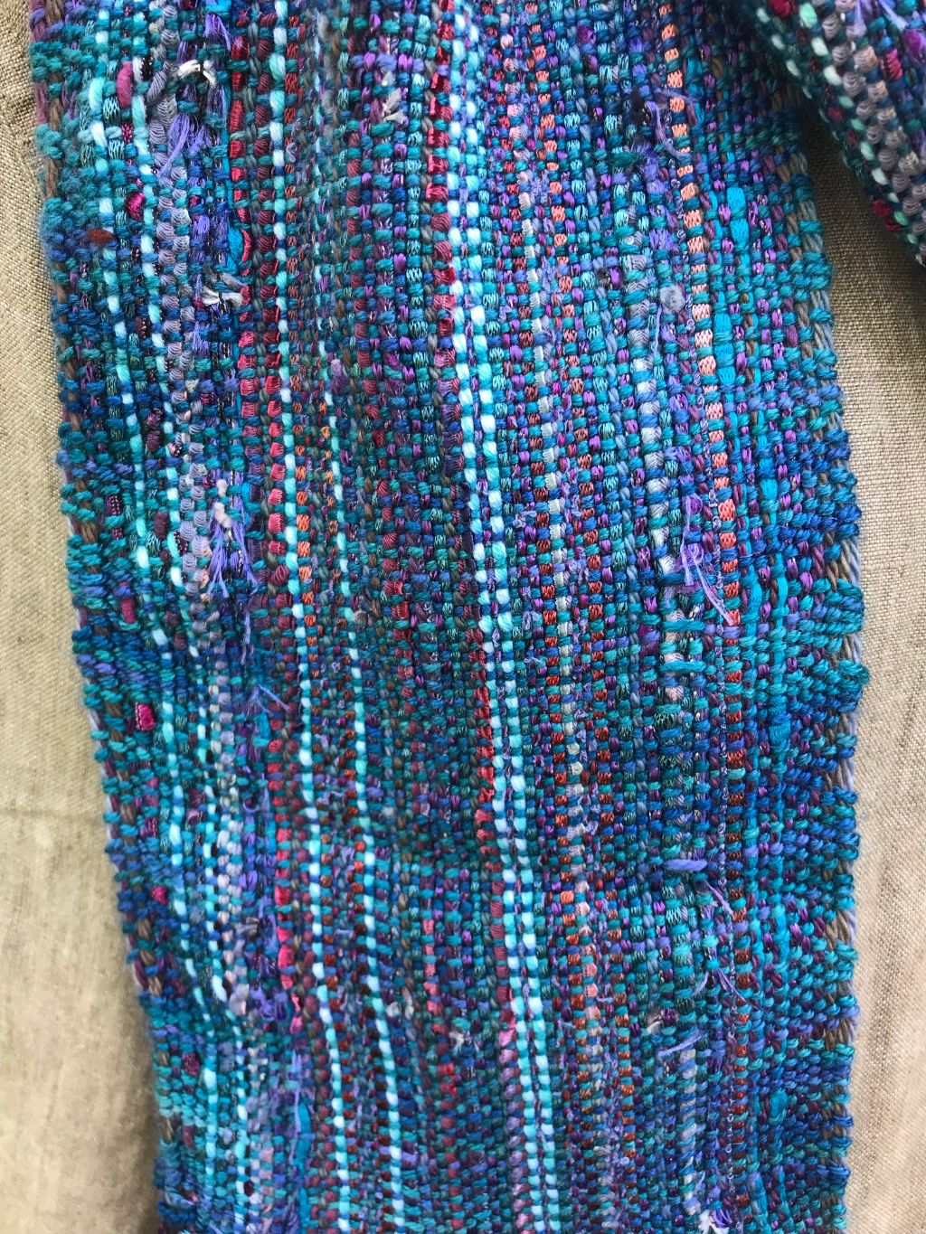 Woven Scarf Cotton Soft Blue Silk Wool Cotton Blend