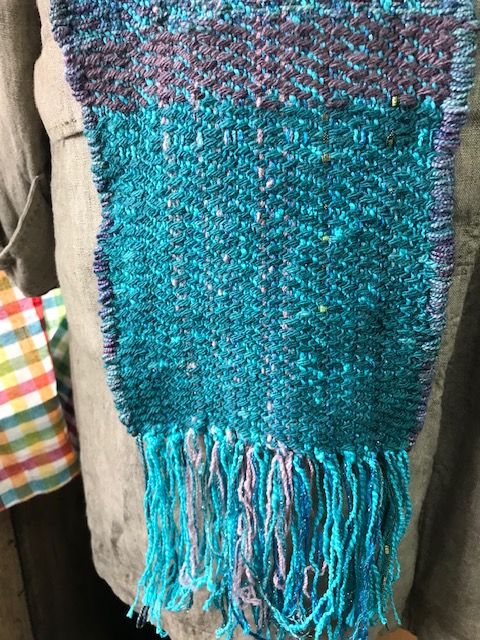 Woven Scarf Teal and Mulberry Soft Wool Blend