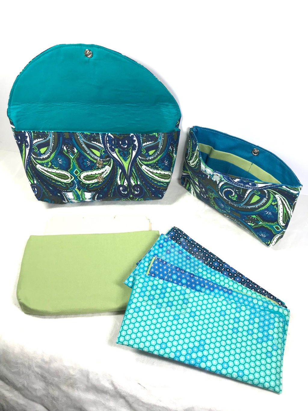 Wallet Organizer Complete System Blue Paisley