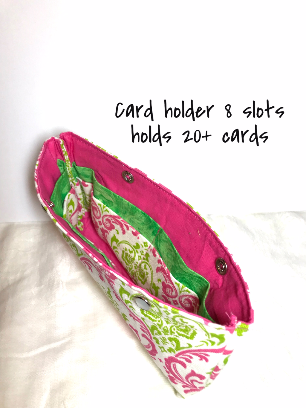 Wallet Organizer System Pink Green Damask