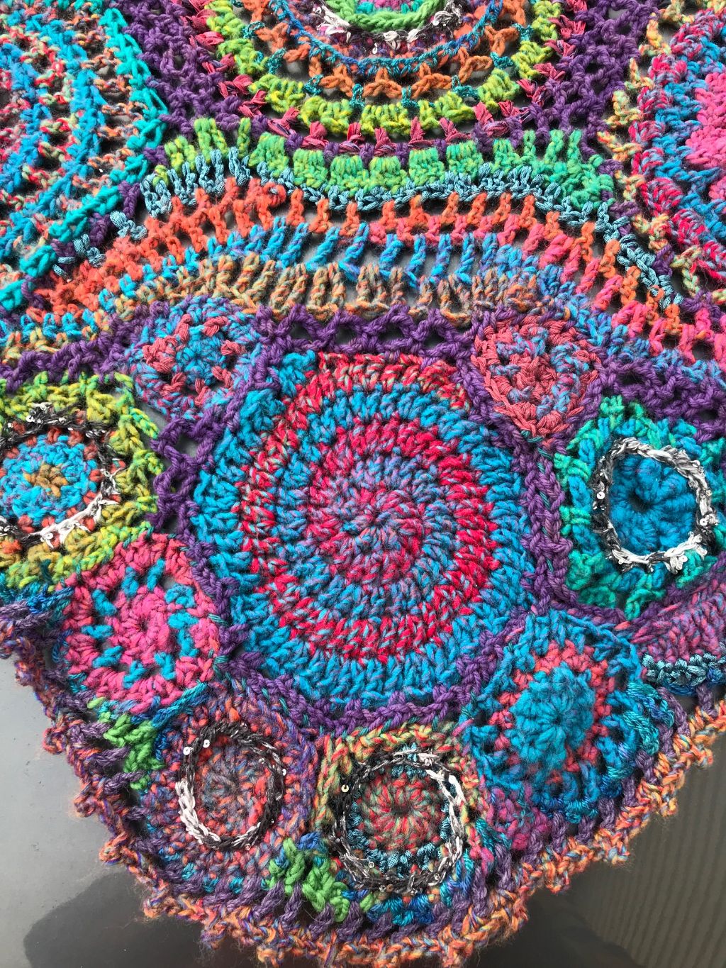 Free Form Crochet Shawl Soft Fall Tones
