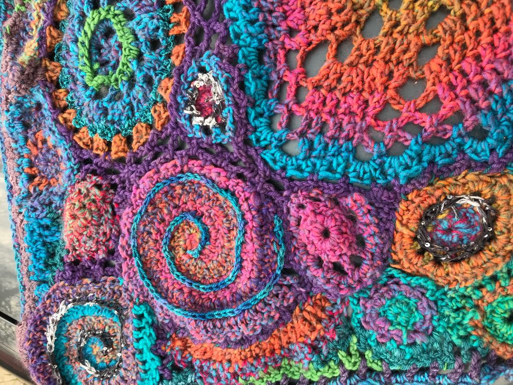 Free Form Crochet Shawl Soft Fall Tones