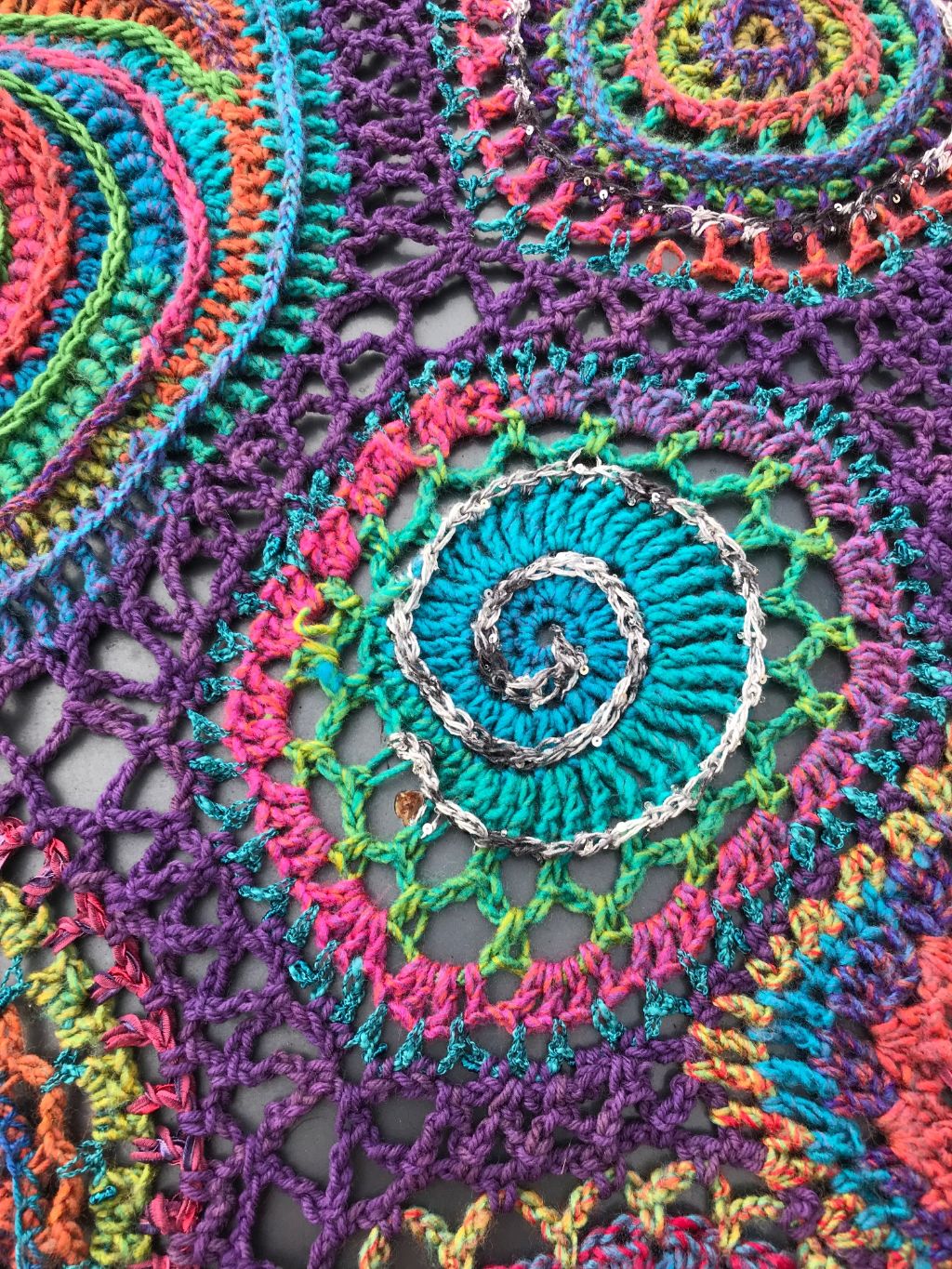 Free Form Crochet Shawl Soft Fall Tones