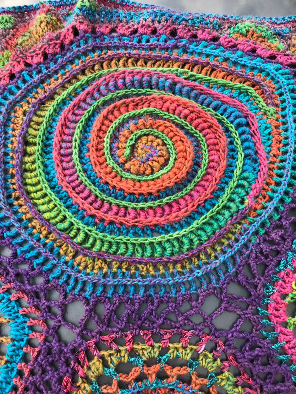 Free Form Crochet Shawl Soft Fall Tones