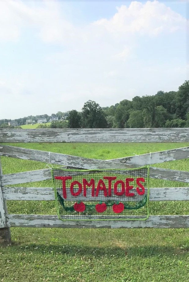 Tomatoes for Sale - Roadside Sign - Yarnbombing All Season Sign
