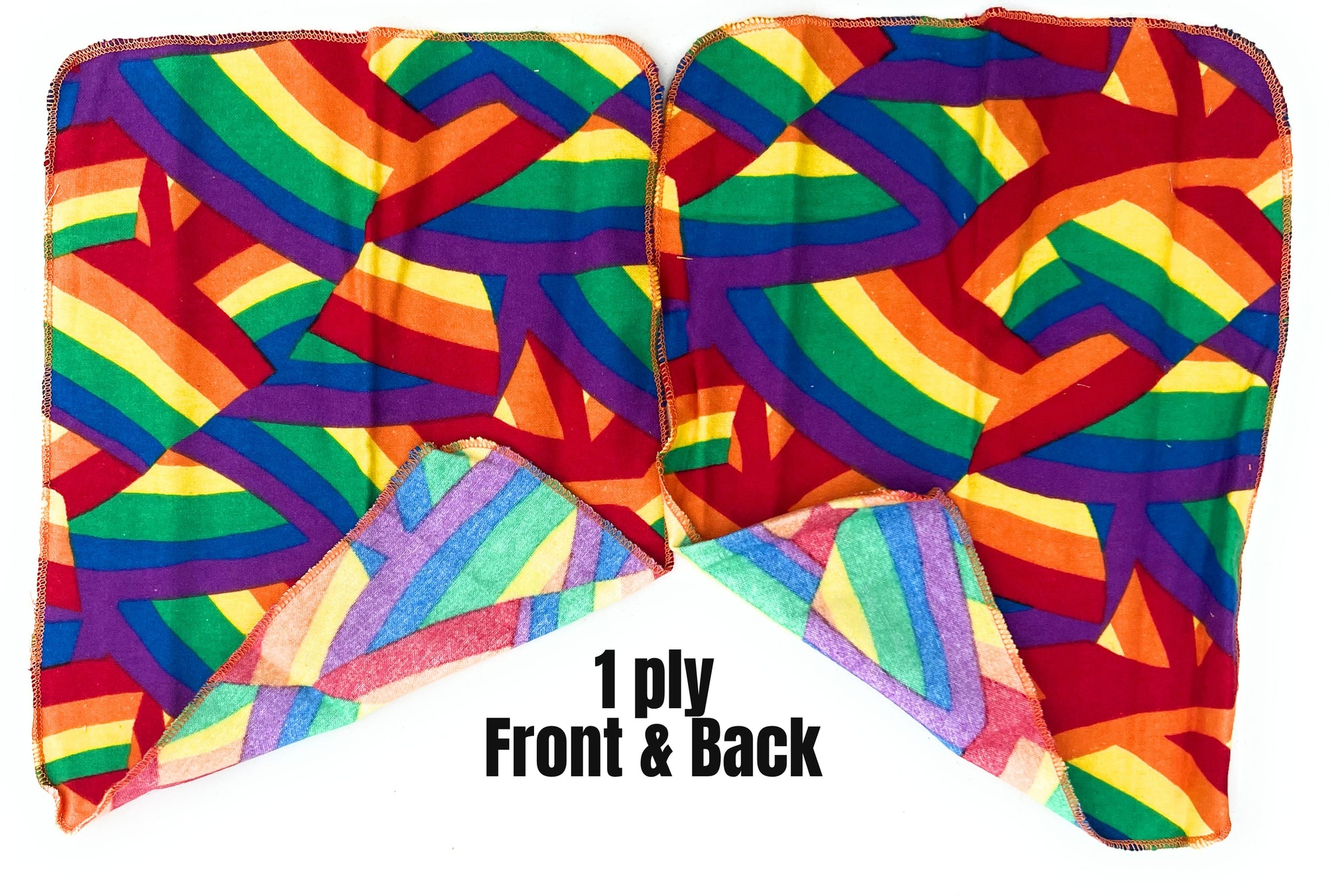 Non Paper Towels Napkins Rainbow Bright   Large 10" x 12"  in a 6 pack