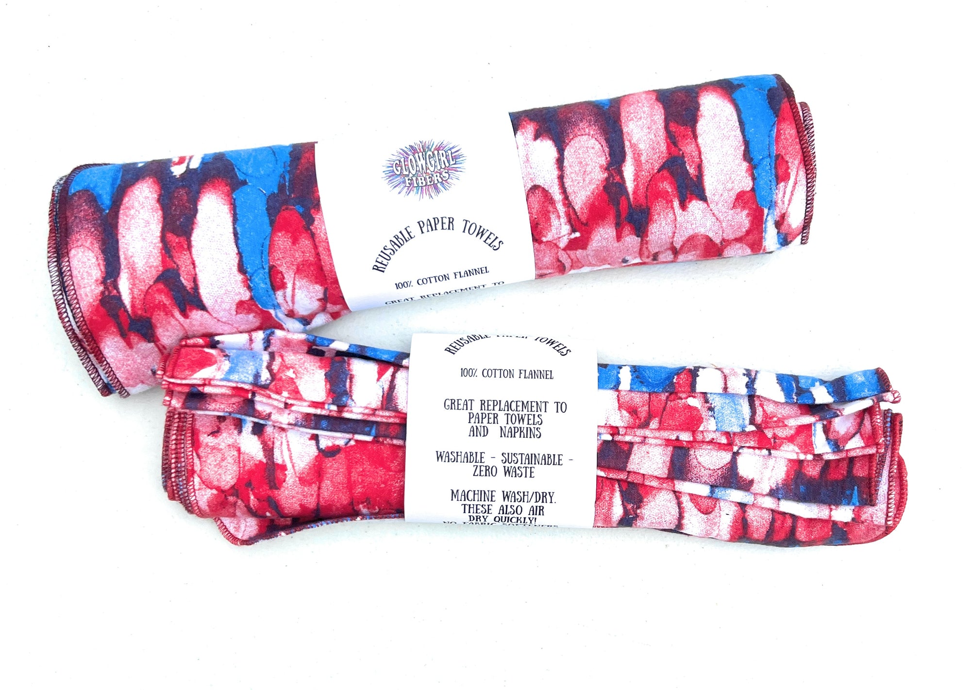 Non Paper Towels Napkins Red White and Blue Large 10" x 12"  in a 6 pack